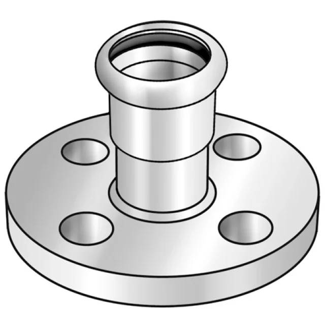 KE Kelit Industrie Edelstahl Press-Übergangsflansch, PN10/16, 89-DN80, NPI486, M-Kontur, Edelstahl 1.4301, 1 Stk.