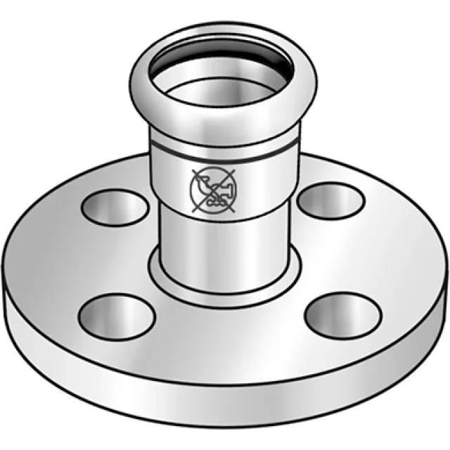 KE Kelit Industrie Edelstahl Press-Übergangsflansch, PN10/16, 42-DN40, NPI486, M-Kontur, Edelstahl 1.4301, 1 Stk.