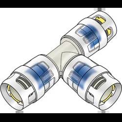 KE Kelit Steck-T-Stück KELOX PROTEC CLIX, 32x32x32mm, PPSU, mit Einsteckindikator, Packung mit 4 Stk.