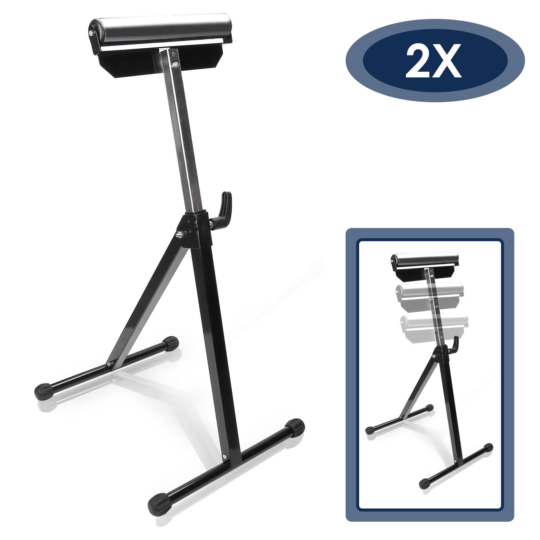 Rollenböcke x2, verstellbar 68,2-108 cm, Auflagerolle 29,5 cm, klappbare A3-Stahlständer, 60 kg/Stück