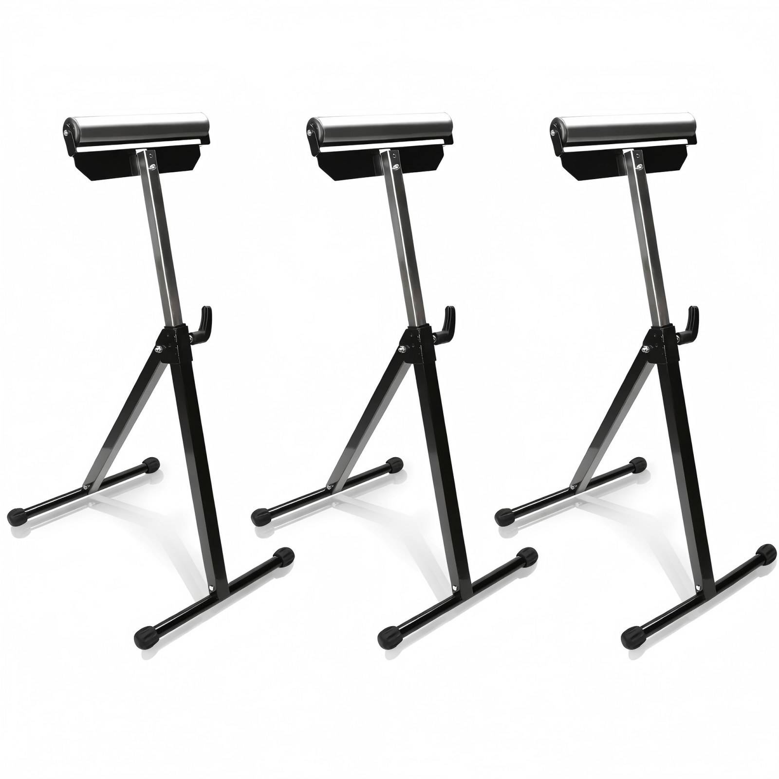 Rollenböcke x3, verstellbar 68,2-108 cm, Auflagerolle 29,5 cm, klappbare A3-Stahlständer, 60 kg/Stück