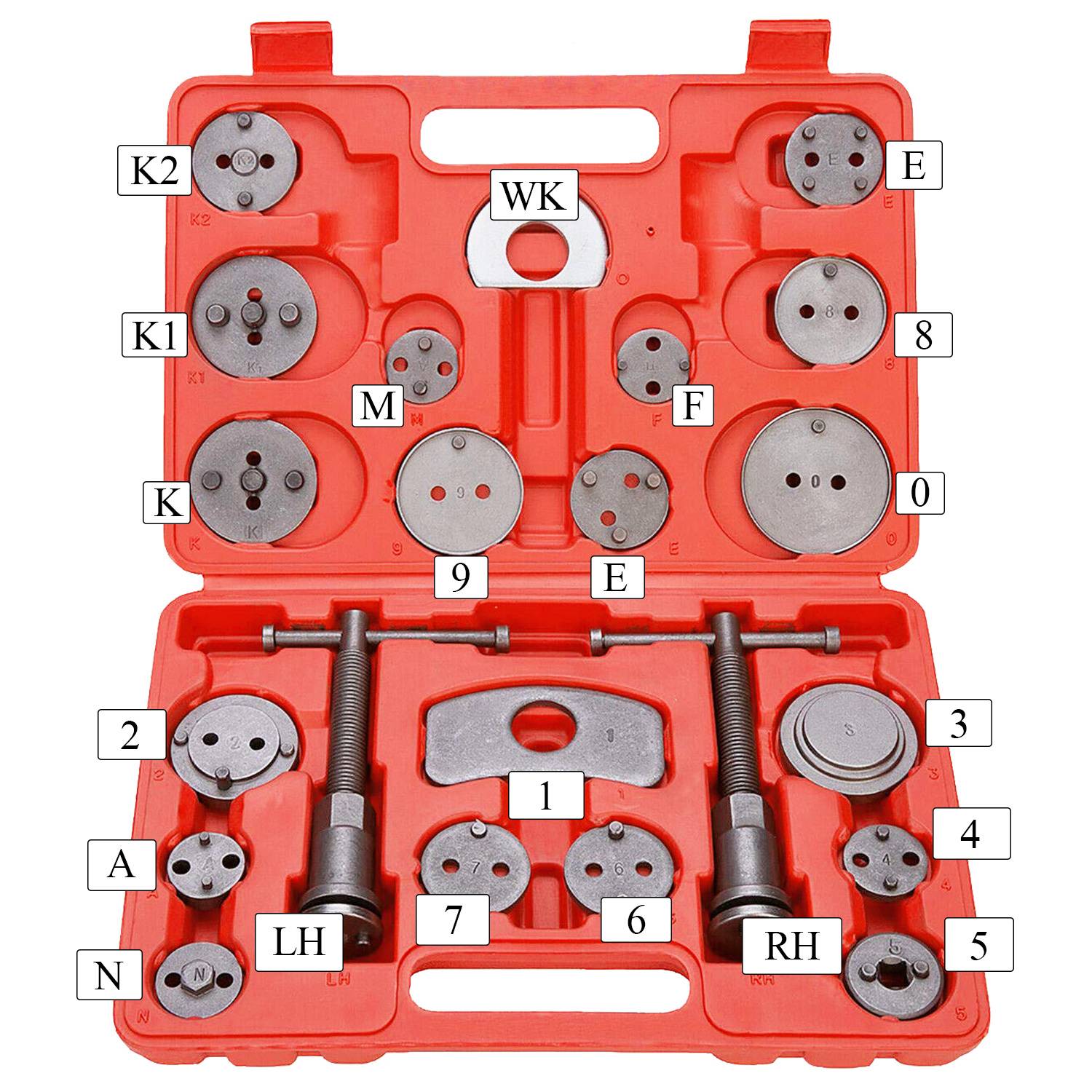 Bremskolbenrücksteller Universal Set für KFZ Auto Bremsen Bremse Kolben Druckluft Ratsche Umschaltbar Audi VW 22tlg