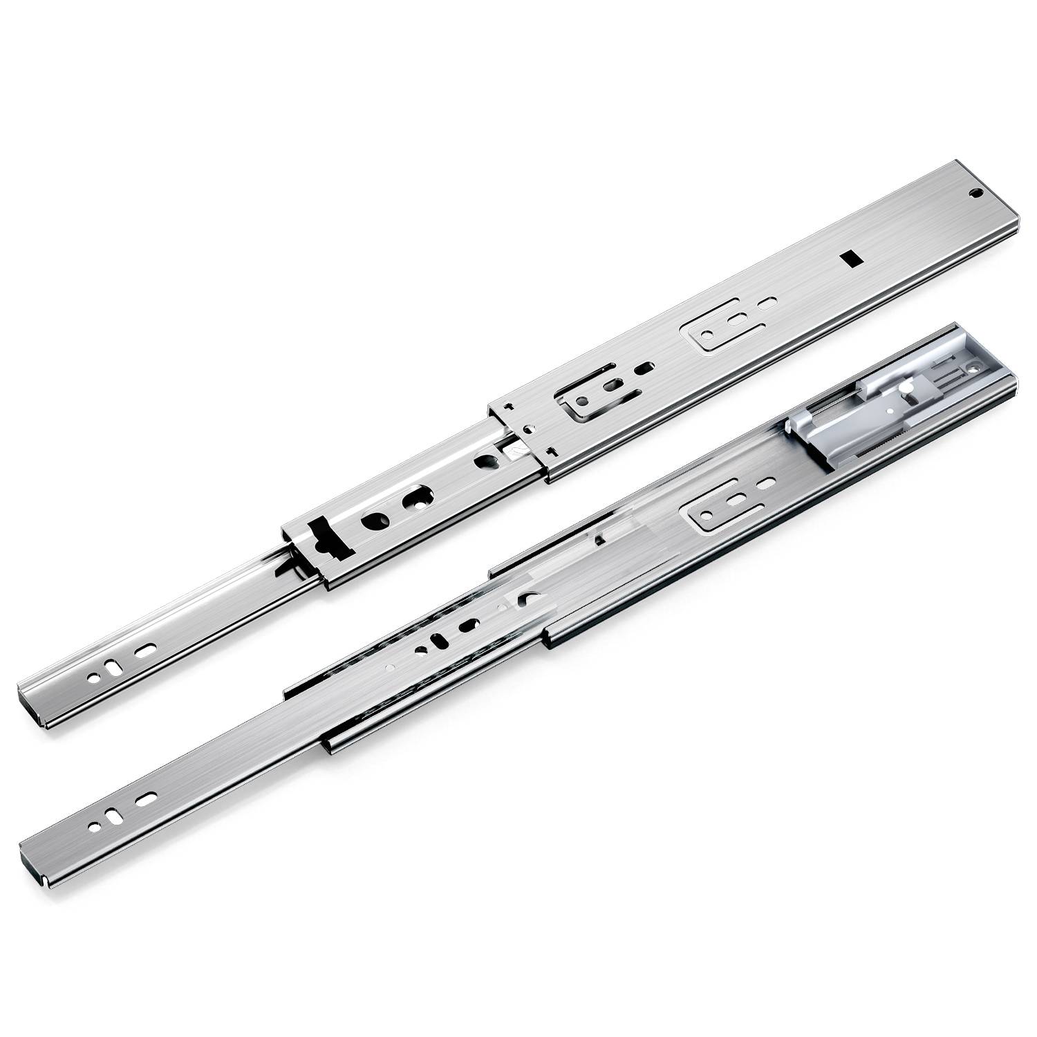 Schubladenschienen, 3-teilig Vollauszug mit Soft-Close & Selbsteinzug, 45 kg Tragkraft, kaltgewalzter Stahl Länge 250mm 1Paar