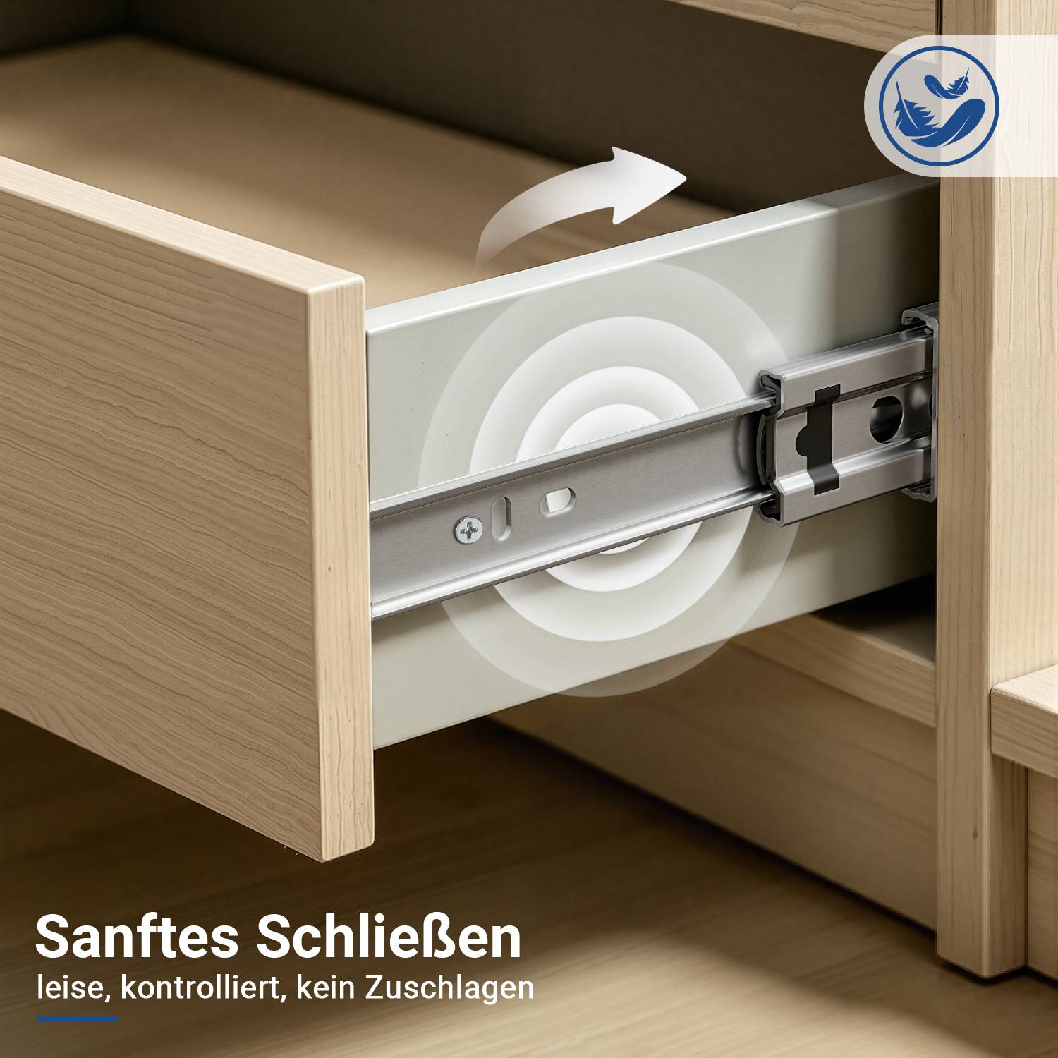 Schubladenschienen, 3-teilig Vollauszug mit Soft-Close & Selbsteinzug, 82 kg Tragkraft, kaltgewalzter Stahl Länge 300mm 5Paar