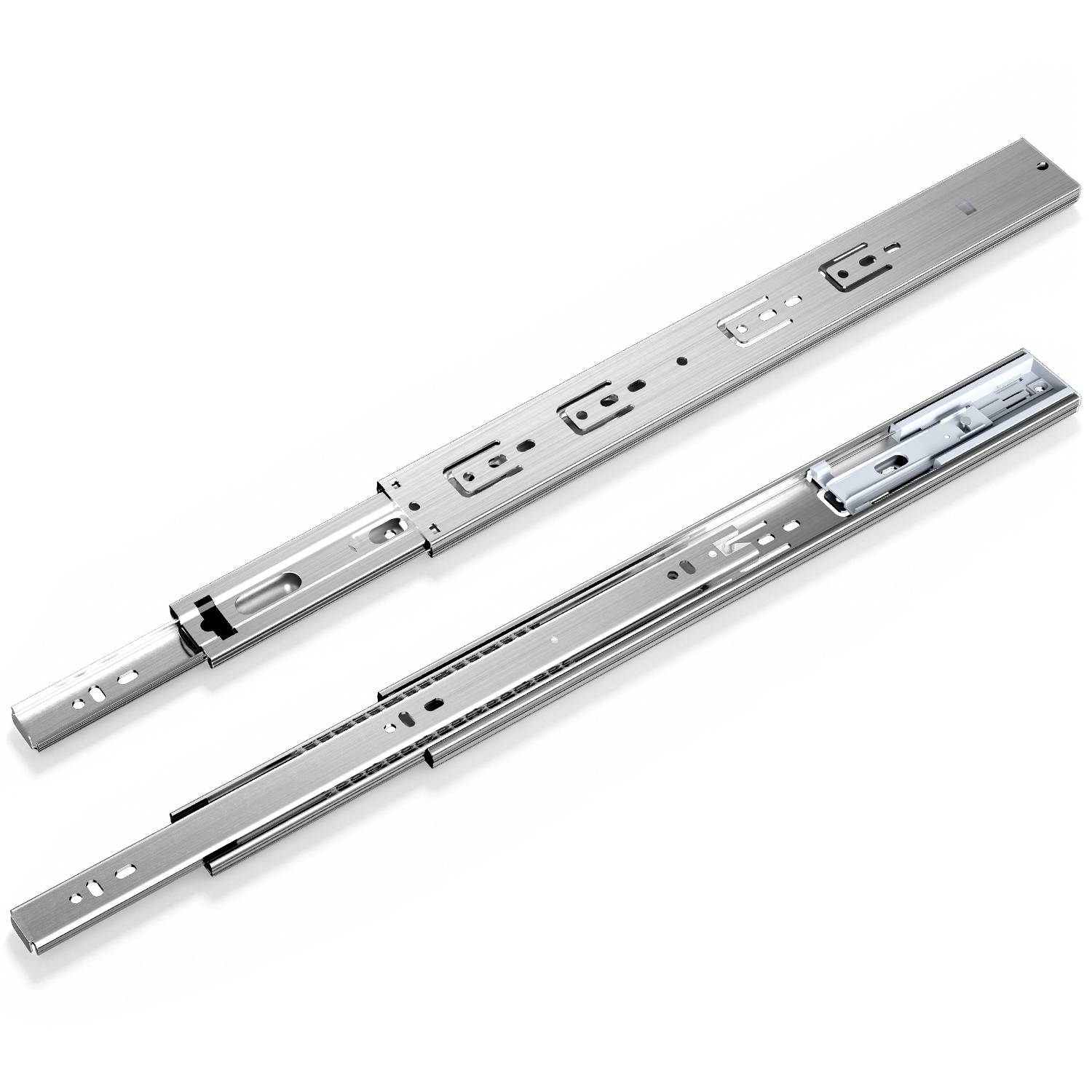 4Paar Schubladenschienen Vollauszug, robuste Teleskopschienen mit automatischem Selbsteinzug, Soft-Close, 45 kg belastbar, für Küche Bad Büro Läng