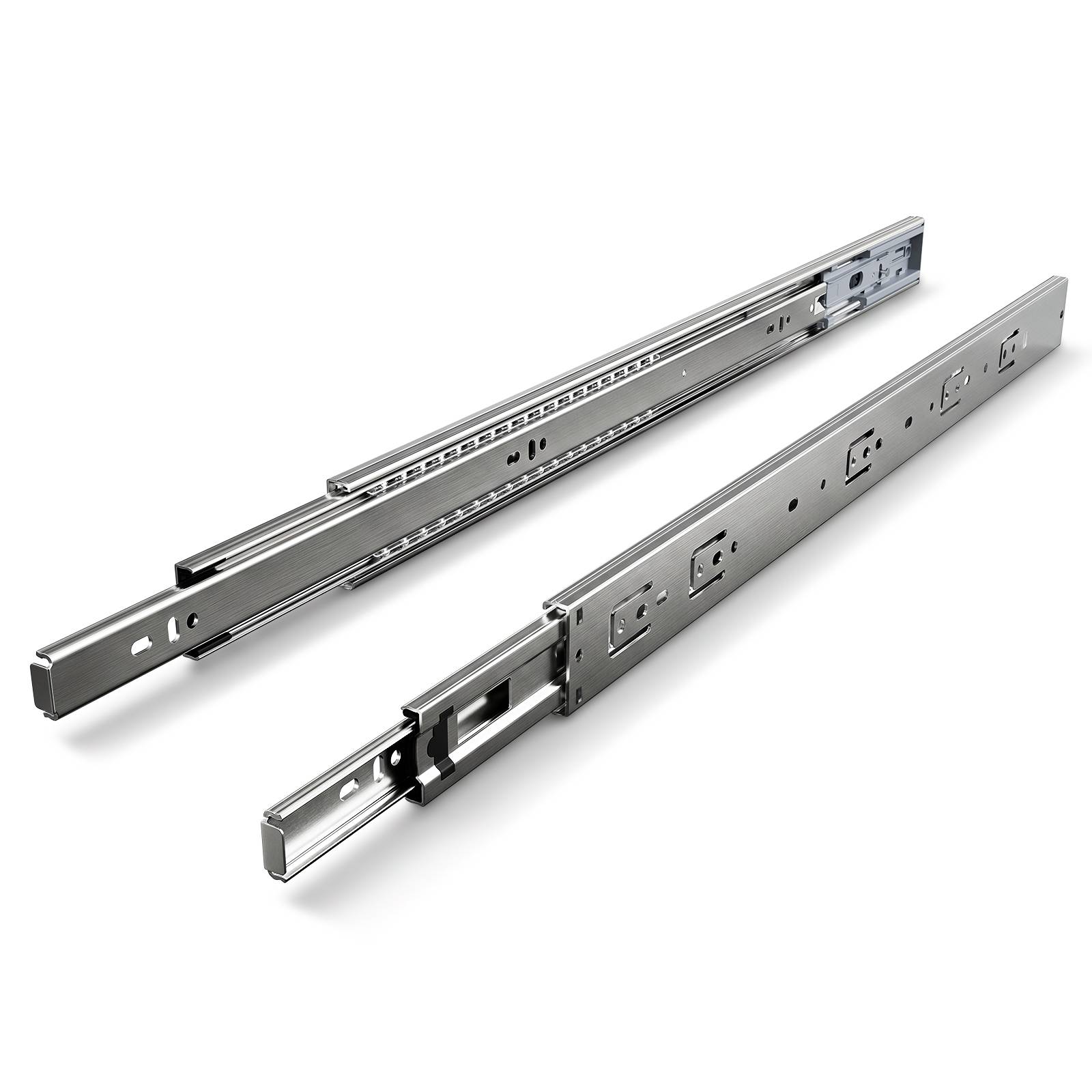 Schubladenschienen, 3-teilig Vollauszug mit Soft-Close & Selbsteinzug, 97 kg Tragkraft, kaltgewalzter Stahl Länge 600mm 10Paar