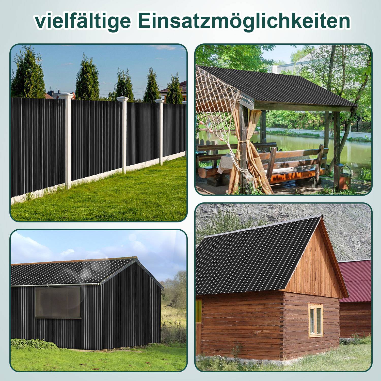 12x Profilblech Trapezblech Dachblech 129 x 46 cm, Verzinktes Stahlblech - Wellenprofil in Anthrazit, Dachplatten für Dächer, Carports, Gartenhaus