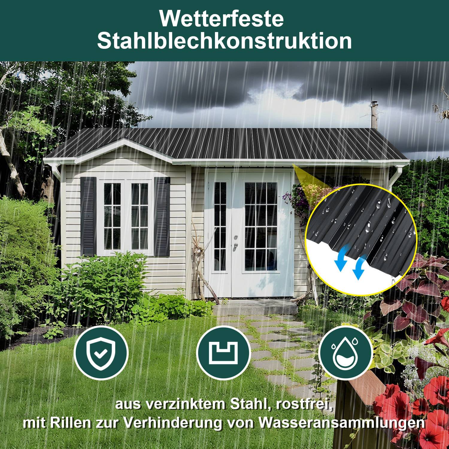 12x Profilblech Trapezblech Dachblech 129 x 46 cm, Verzinktes Stahlblech - Wellenprofil in Anthrazit, Dachplatten für Dächer, Carports, Gartenhaus