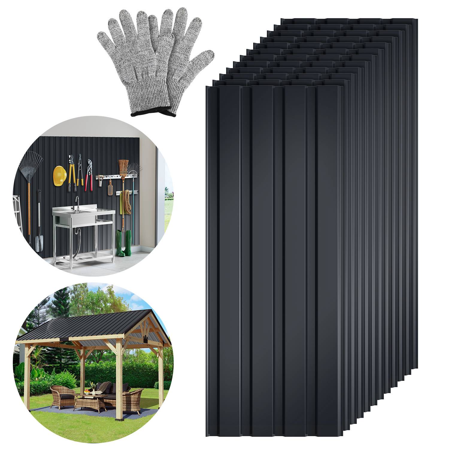 12x Profilblech Trapezblech Dachblech 115 x 45 cm, Verzinktes Stahlblech - Wellenprofil in Anthrazit, Dachplatten für Dächer, Carports, Gartenhaus