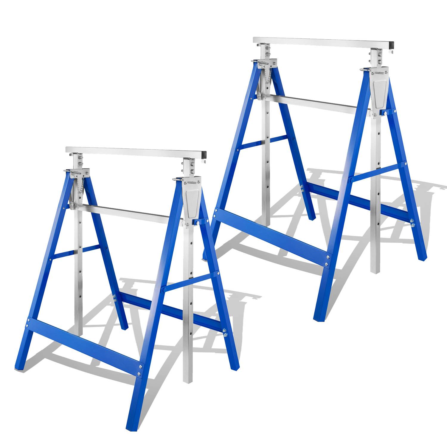 2er Set Arbeitsbock 7-fach höhenverstellbar 80-130 cm Klappbock aus Stahl Blau