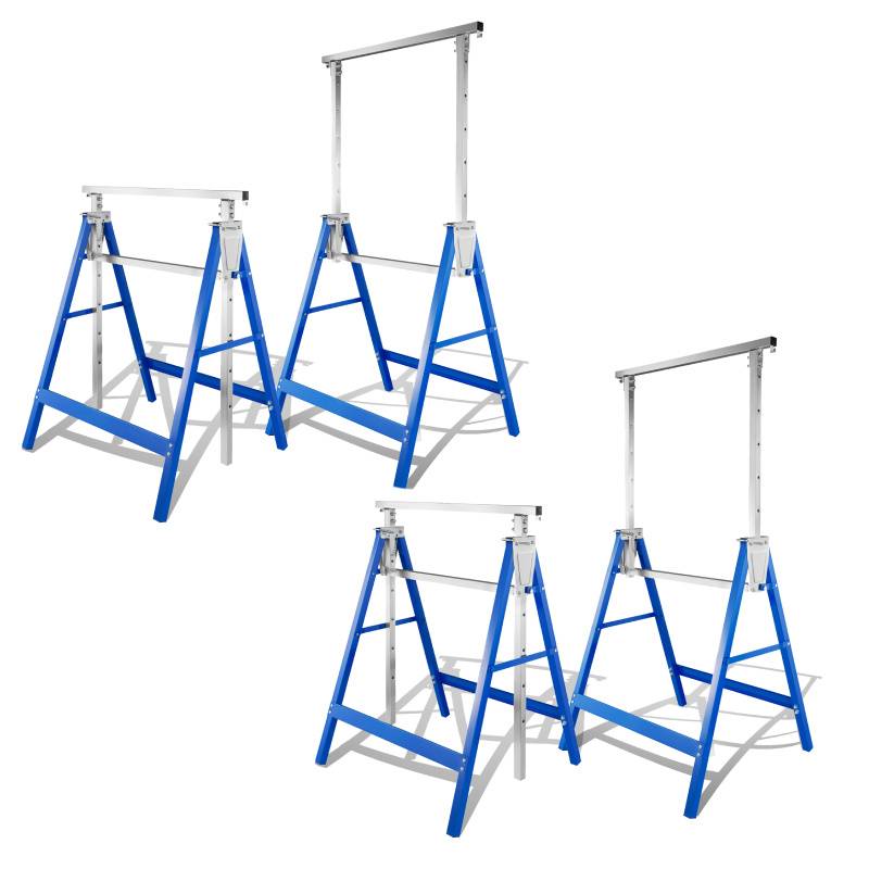 4er Set Arbeitsböcke 7-fach höhenverstellbar 80-130 cm Klappböcke aus Stahl Blau