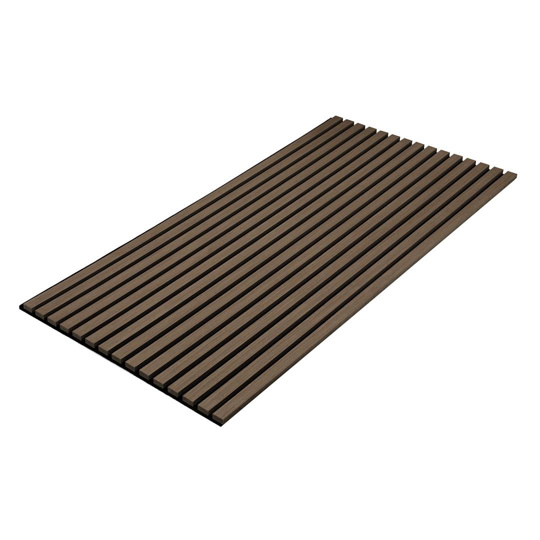 1x Akustikpaneel Holz 120x60 cm Wandpaneele MDF-Lamellen auf PET-Filz, Lamellenwand Schallschutz Raumakustik Schwarznuss