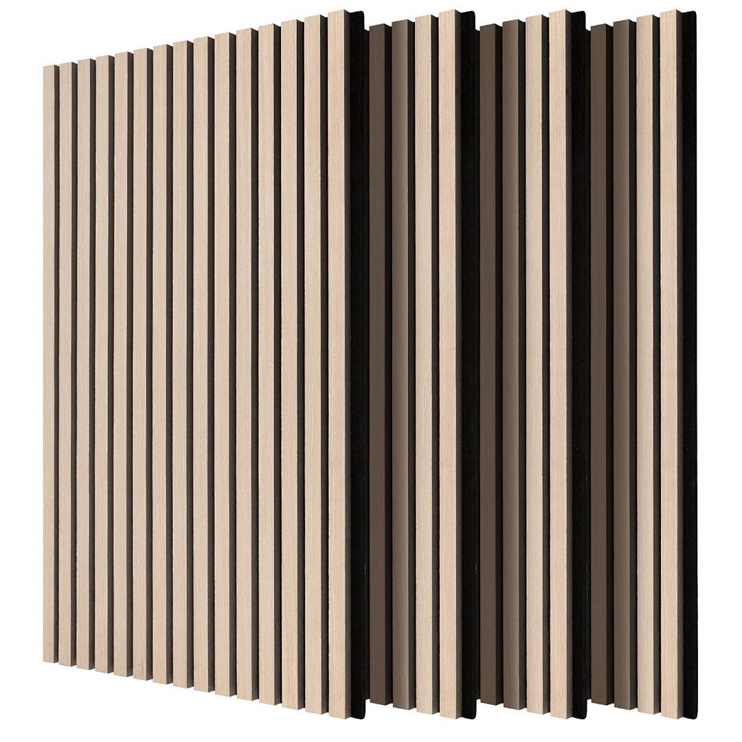 4x Akustikpaneel selbstklebend 120x60 cm Wandpaneel MDF/PET-Filz, Lamellenwand Schallschutz ohne Bohren Eiche Dekor