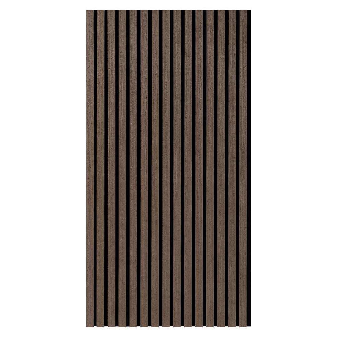 1x Akustikpaneel selbstklebend 120x60 cm Wandpaneel MDF/PET-Filz, Lamellenwand Schallschutz ohne Bohren Schwarznuss