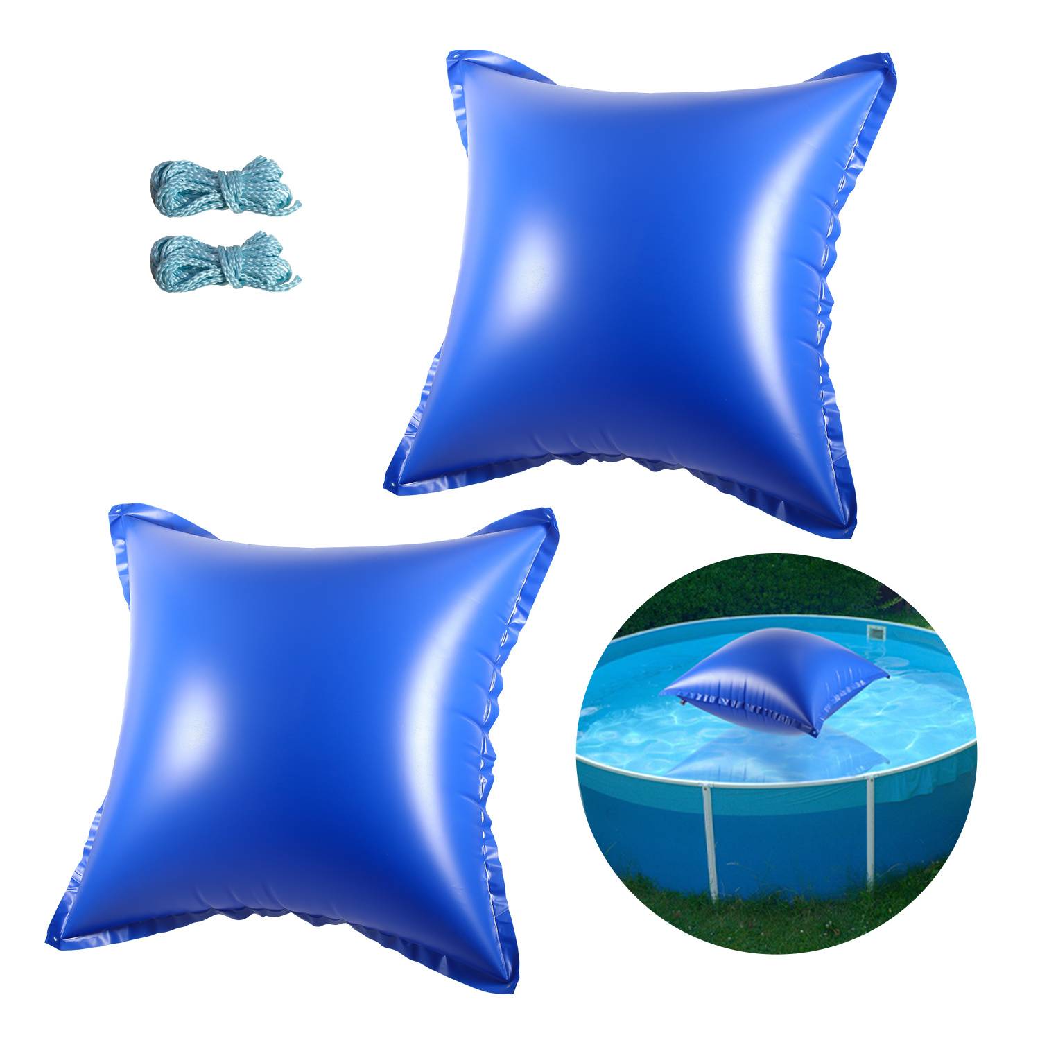 Poolkissen 120x120cm | Winterkissen für Pool | Luftkissen Poolabdeckung Quadratisch | Frostbeständig bis -25°C | PVC Material | 2 Stück