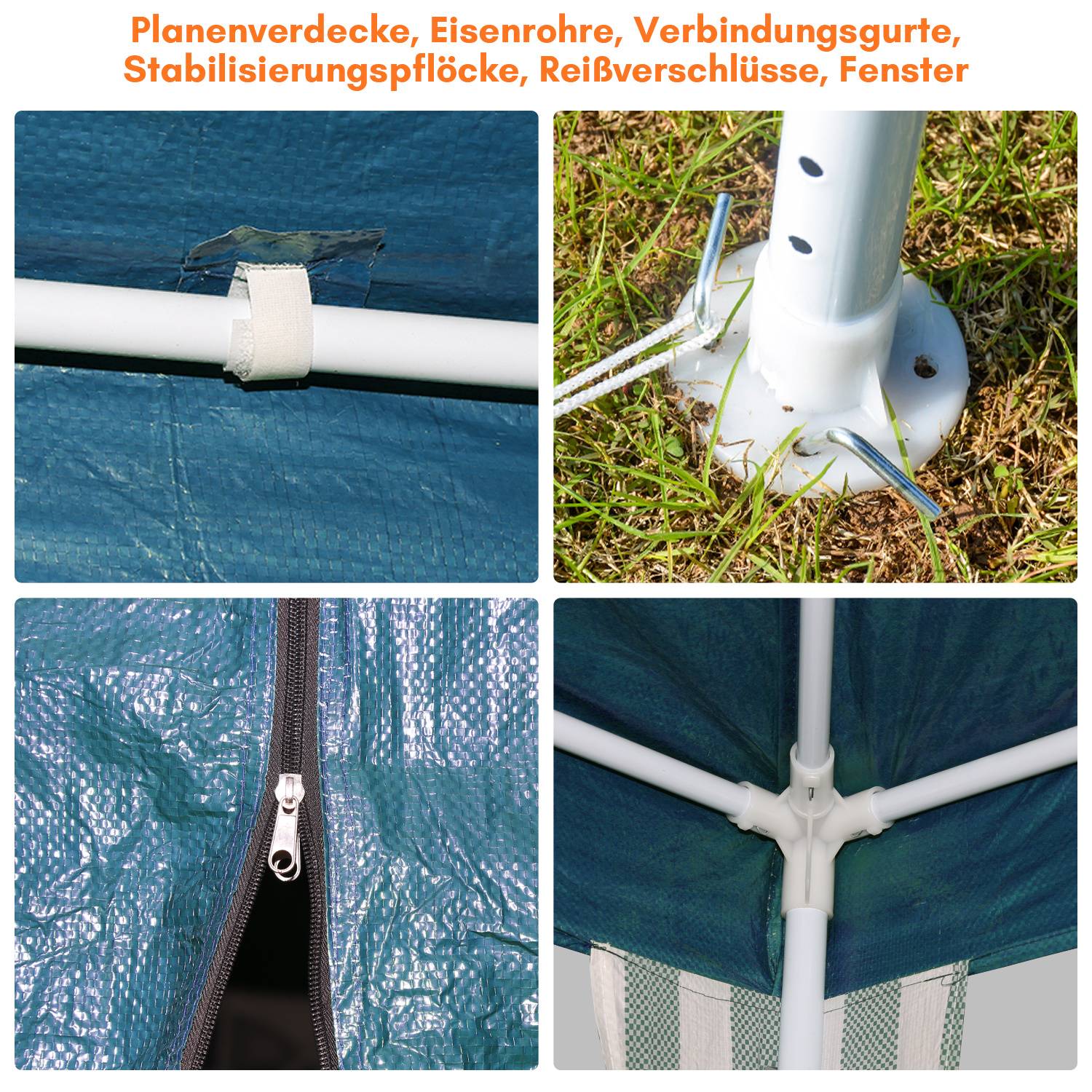 Pavillon 3x3m Partyzelt mit stabilem Metallrahmen wasserdichtes Gartenzelt für bis zu 3 Personen Blau