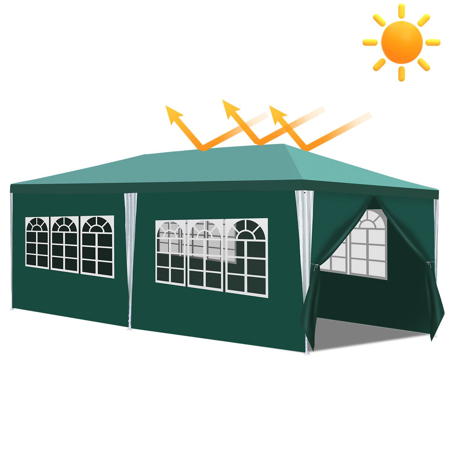 Gartenzelt 3x6m Pavillon mit PE Plane UV Schutz wasserdicht Festzelt für Terrasse und Outdoor Party Grün
