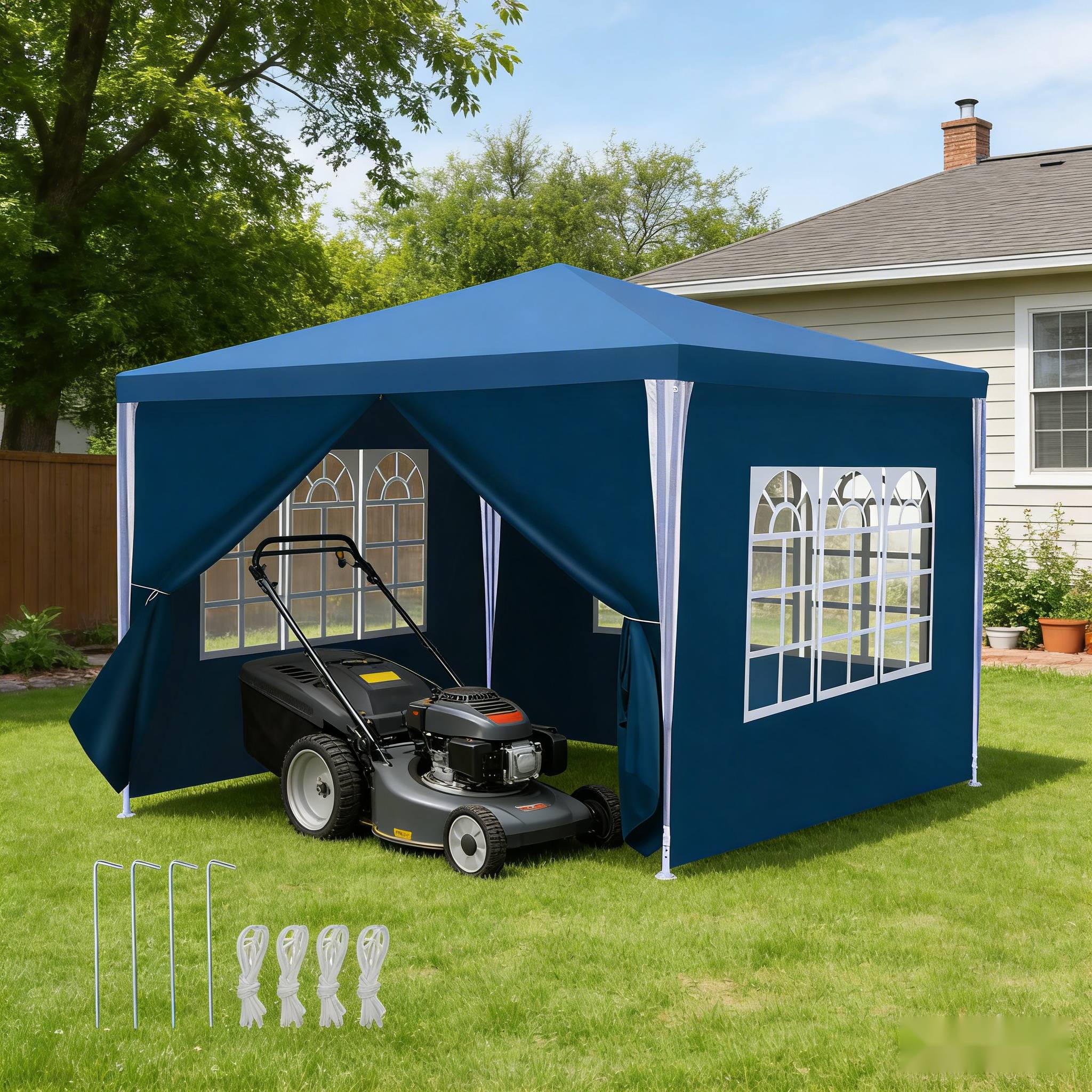Pavillon 3x3m Partyzelt mit stabilem Metallrahmen wasserdichtes Gartenzelt für bis zu 3 Personen Blau