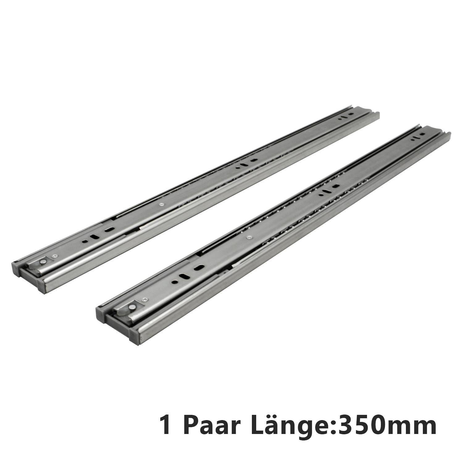 Schubladenschienen, 3-teilig Vollauszug mit Soft-Close & Selbsteinzug, 74 kg Tragkraft, kaltgewalzter Stahl Länge 350mm 4Paar