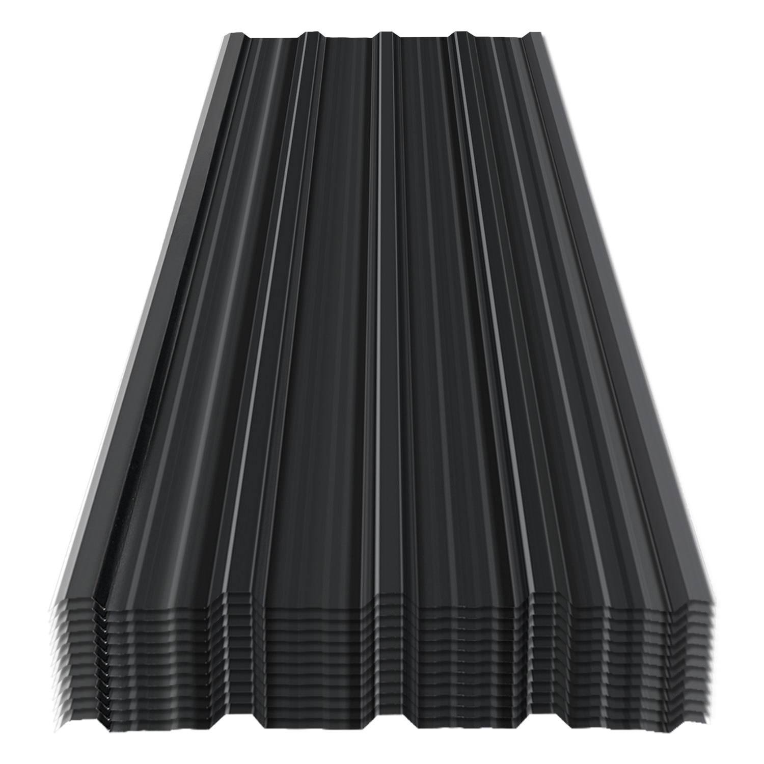 12x Profilblech Trapezblech Dachblech 129 x 46 cm, Verzinktes Stahlblech - Wellenprofil in Anthrazit, Dachplatten für Dächer, Carports, Gartenhaus