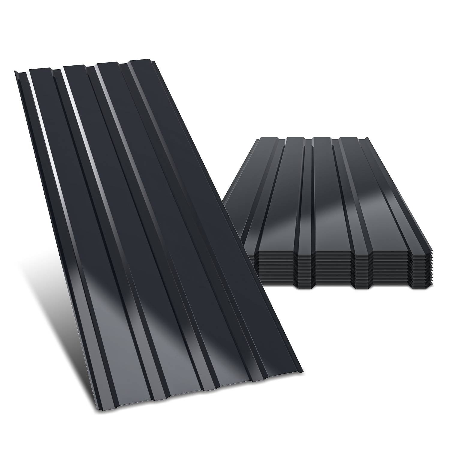 12x Profilblech Trapezblech Dachblech 115 x 45 cm, Verzinktes Stahlblech - Wellenprofil in Anthrazit, Dachplatten für Dächer, Carports, Gartenhaus