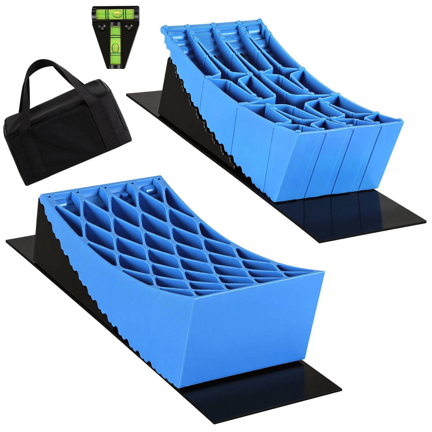 2er Set Auffahrkeile Wohnmobil Rautenprofil, HDPE Nivellierkeile für Wohnwagen Caravan PKW SUV, Camping Stufenkeile belastbar bis 13,5T