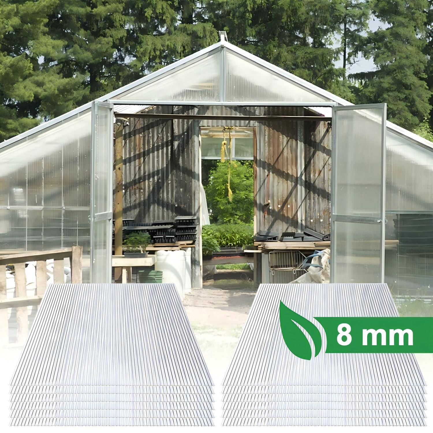 5x Polycarbonat Hohlkammerplatten 8mm Transparent UV Doppelstegplatten 3,66m²