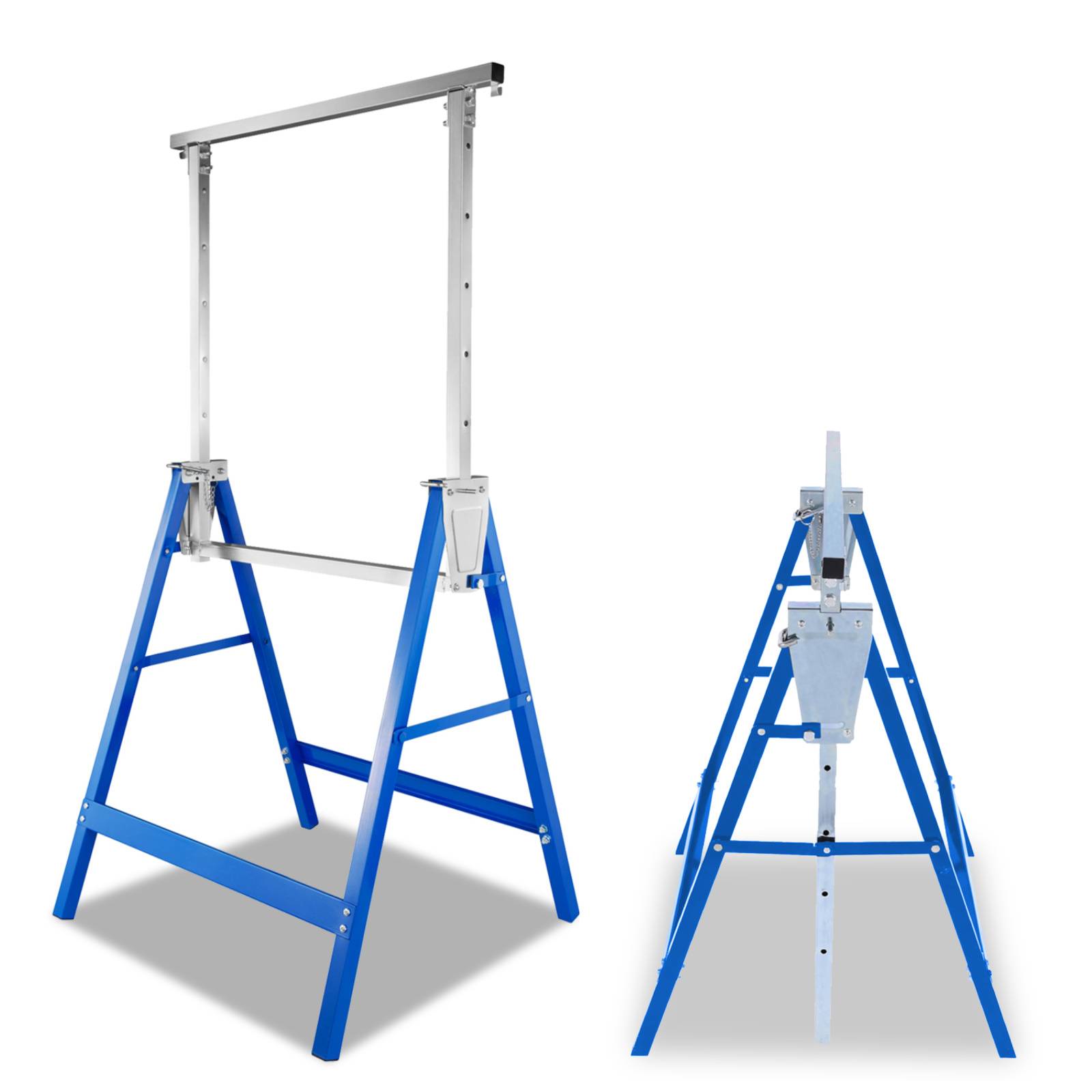 8er Set Arbeitsböcke 7-fach höhenverstellbar 80-130 cm Klappböcke aus Stahl Blau