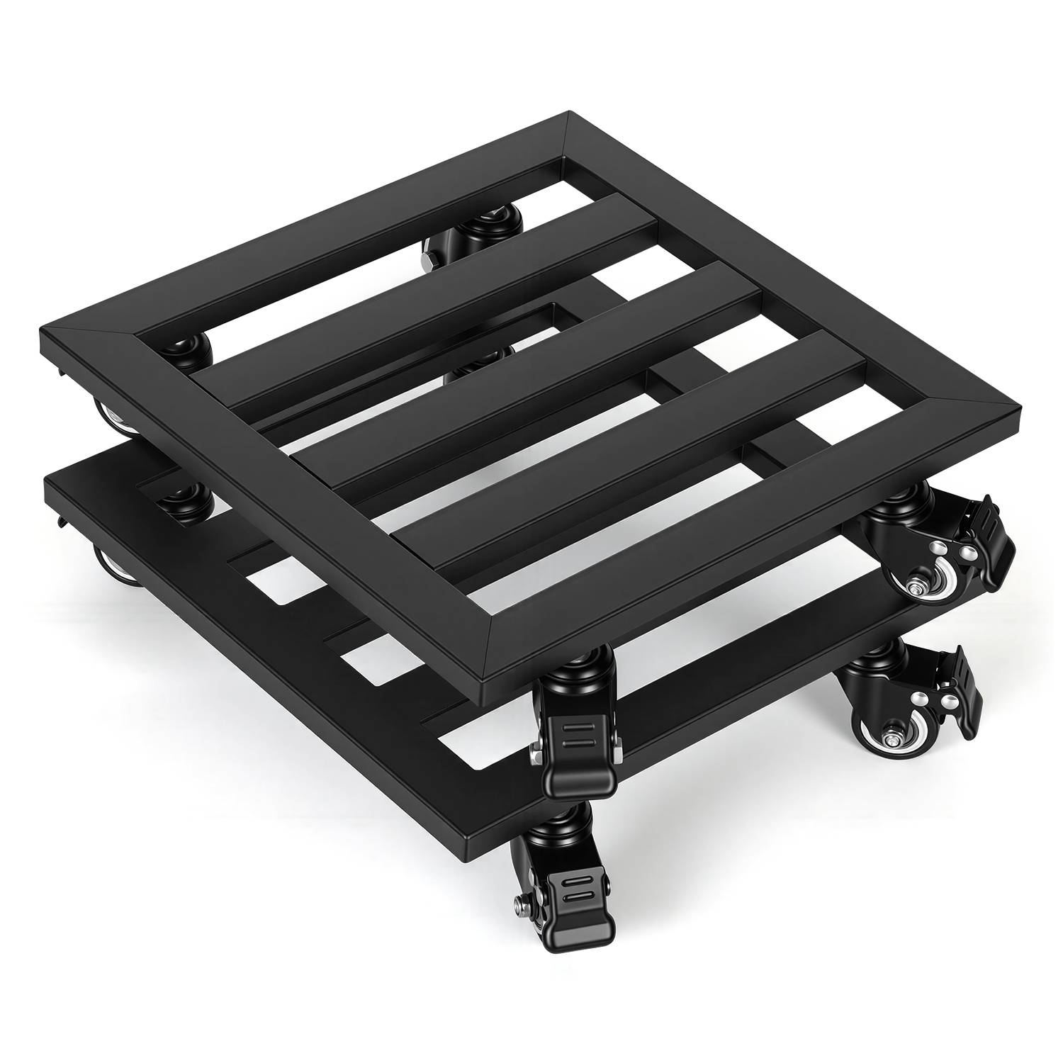 2er Set Pflanzenroller aus Metall 30 cm Pflanzuntersetzer mit Rollen 160 kg Traglast 4 Lenkrollen Blumenroller für Garten Balkon Innen Außen