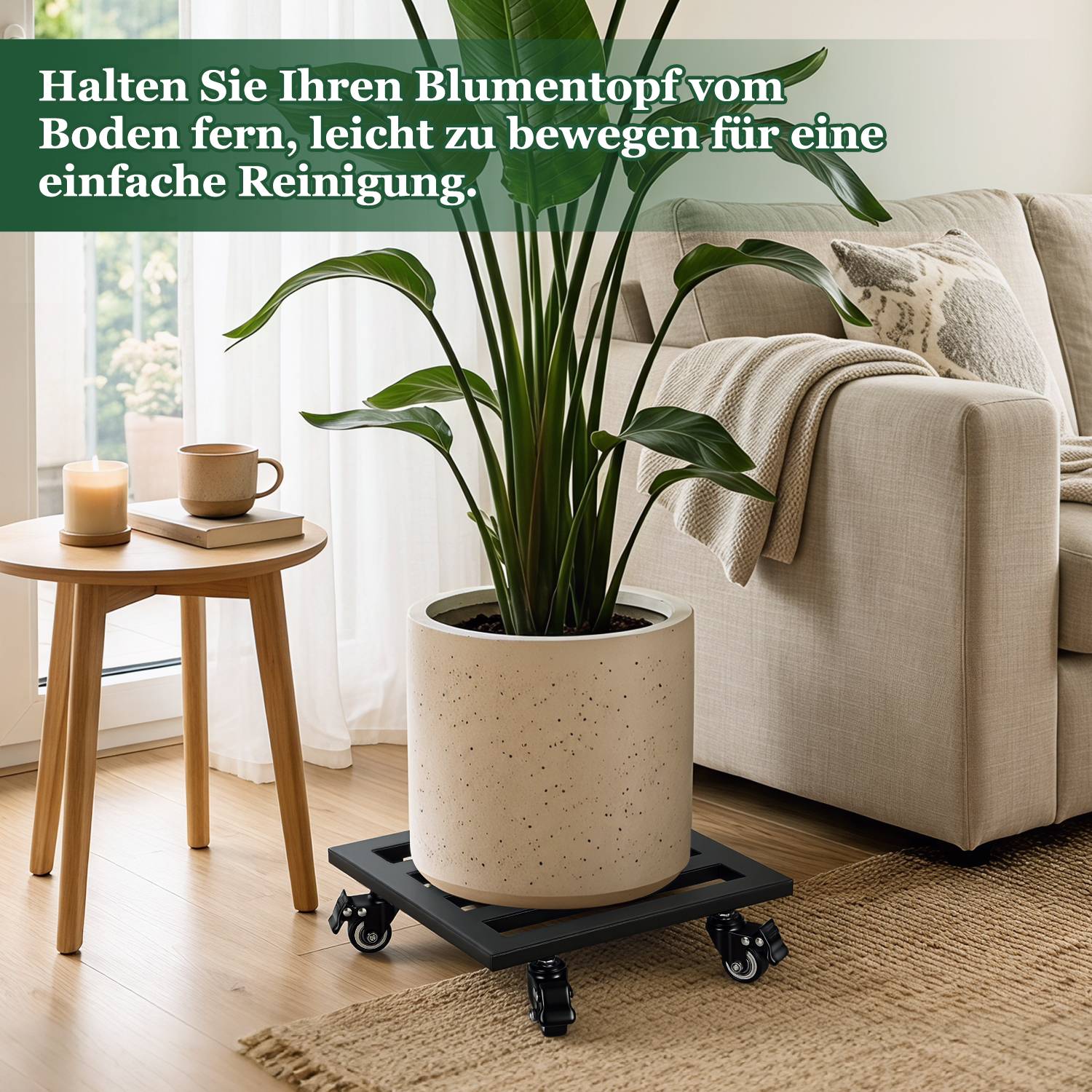 2 Stück Blumenroller Pflanzenroller 30 cm Metall schwerlast bis 160 kg mit 360° Rollen Blumentopf Untersetzer für Innen Außenbereich Garten Terras