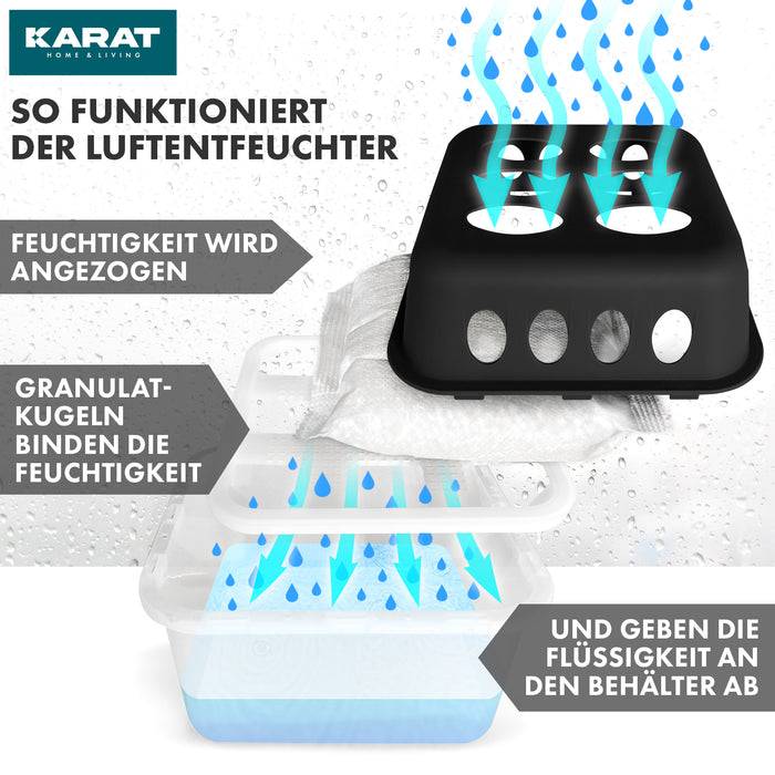 FLOORDIREKT Luftentfeuchter-Set Hava - Raumentfeuchter in verschiedenen Farben - Schwarz - 4er Set