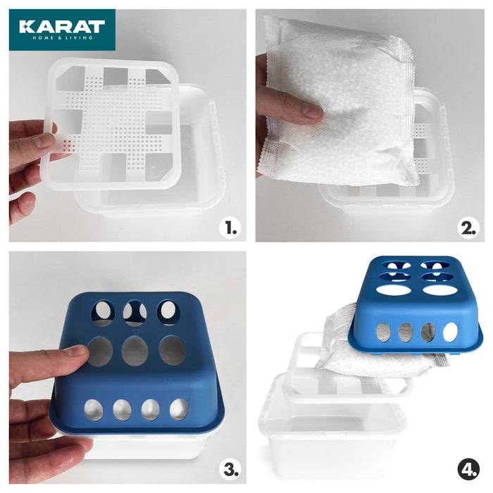 FLOORDIREKT Luftentfeuchter-Set Hava - Raumentfeuchter in verschiedenen Farben - Blau - 4er Set