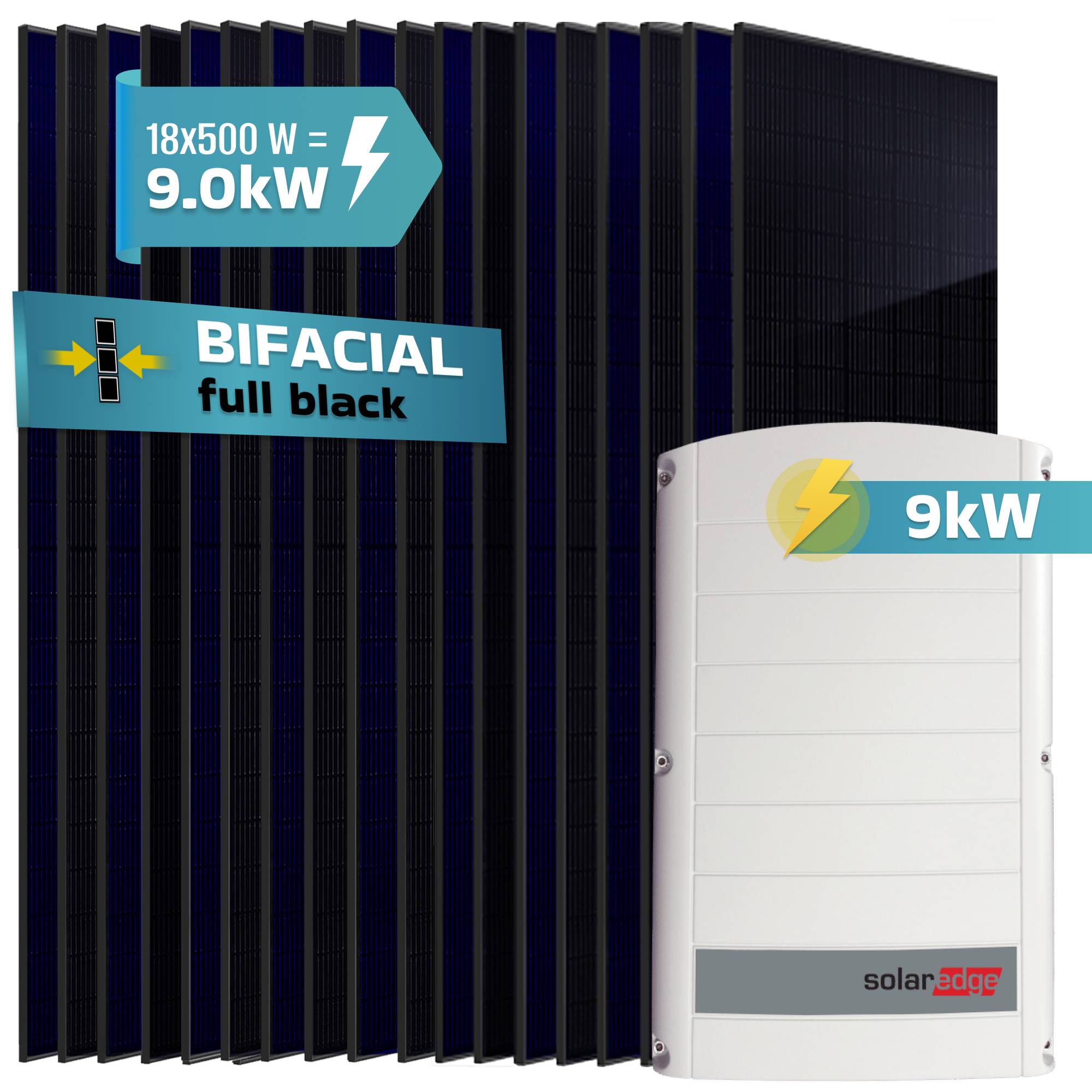 9 kW 18x 500 W Module SolarEdge SE9K 3-phasiger