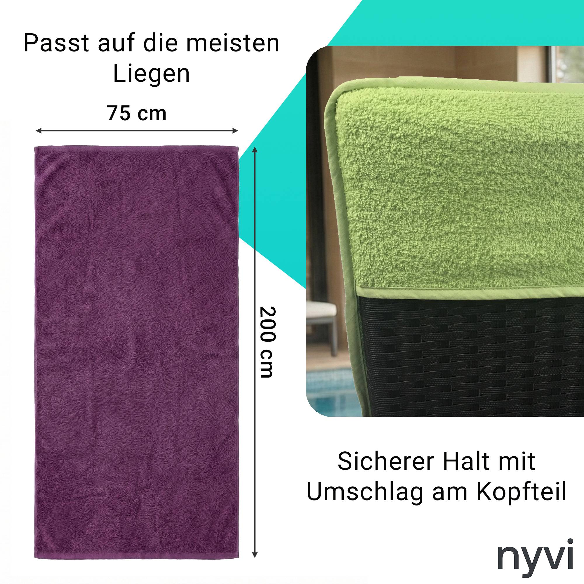 NYVI Frottee Schonbezug für Gartenliege NYVISpa 75x200 cm Taupe