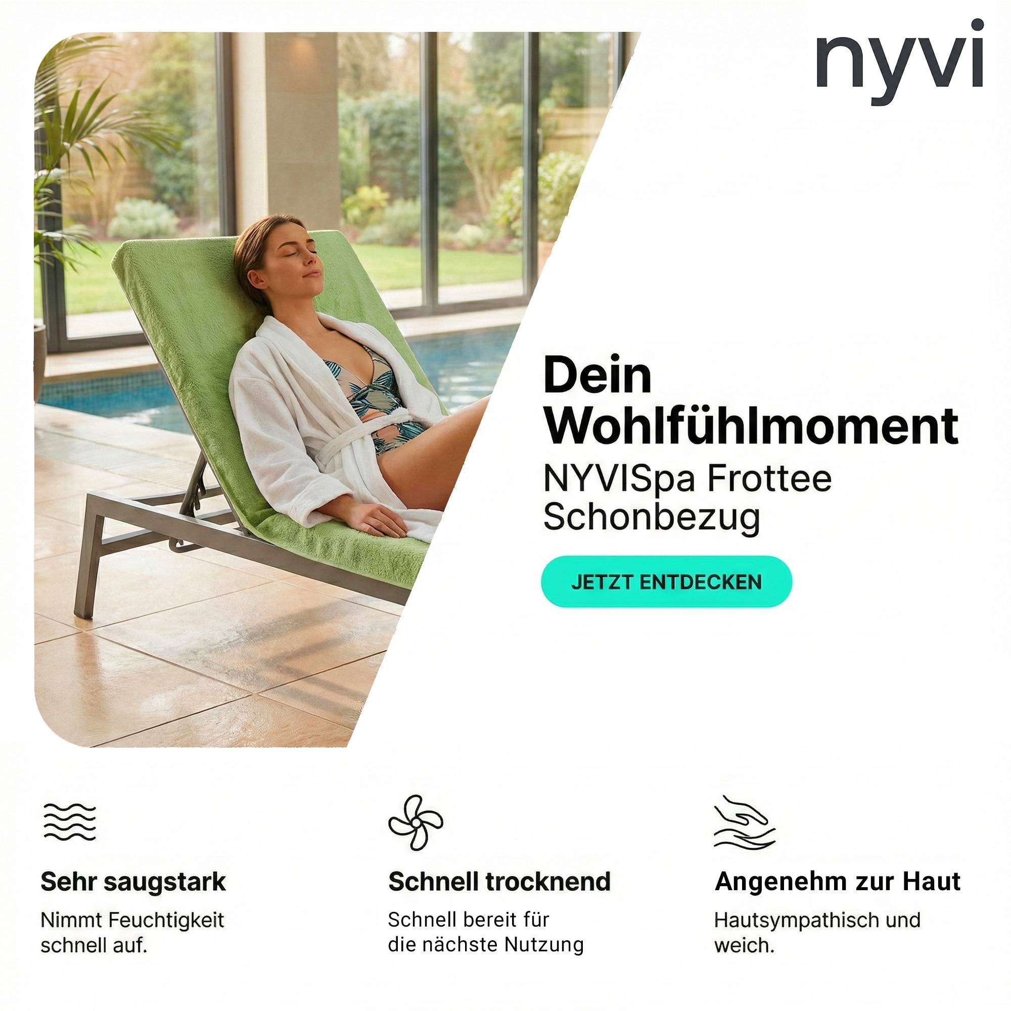 NYVI Frottee Schonbezug für Gartenliege NYVISpa 75x200 cm Grau