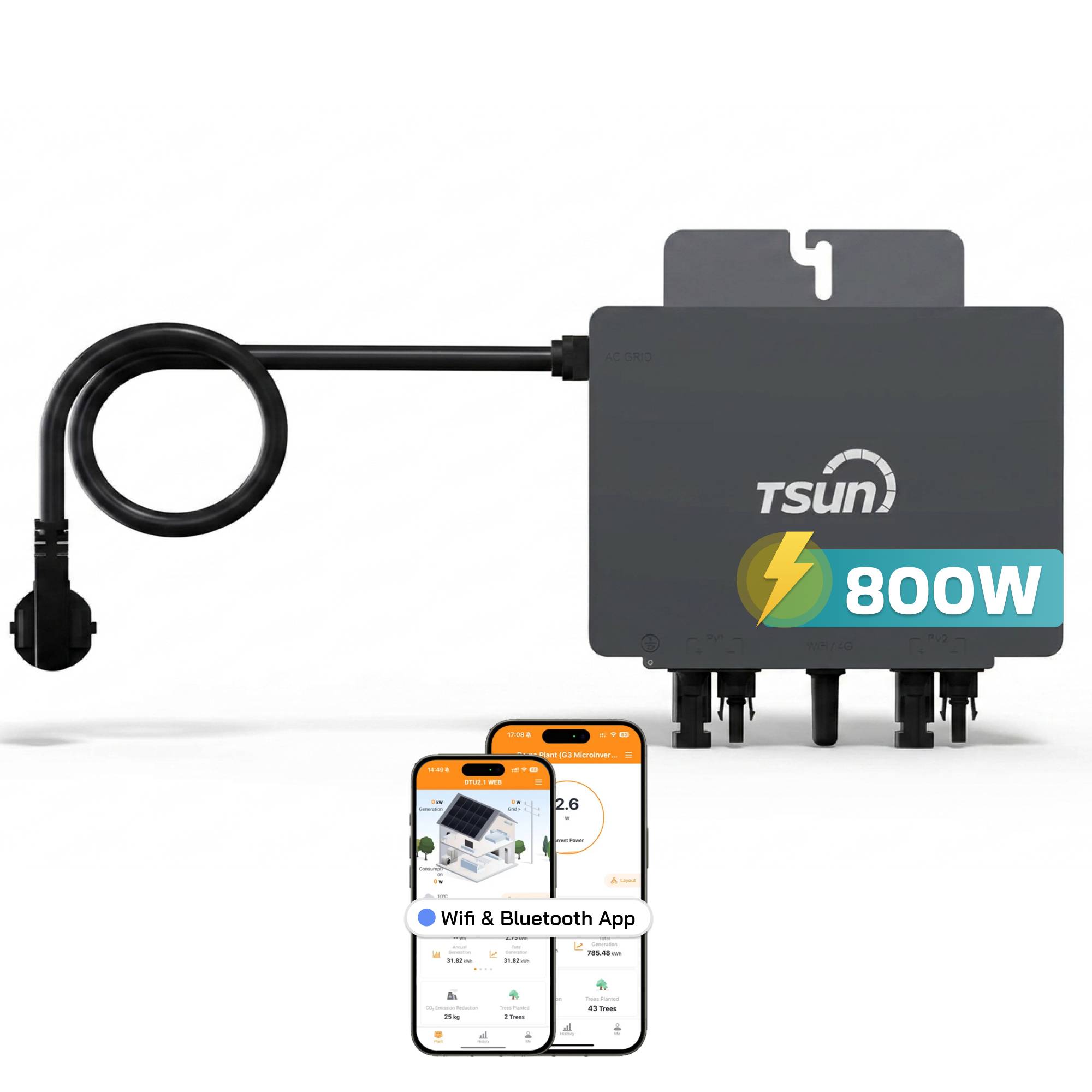 1000 / 800 Watt mit TSUN MX800Lite Wechselrichter inkl. 5m Anschlusskabel