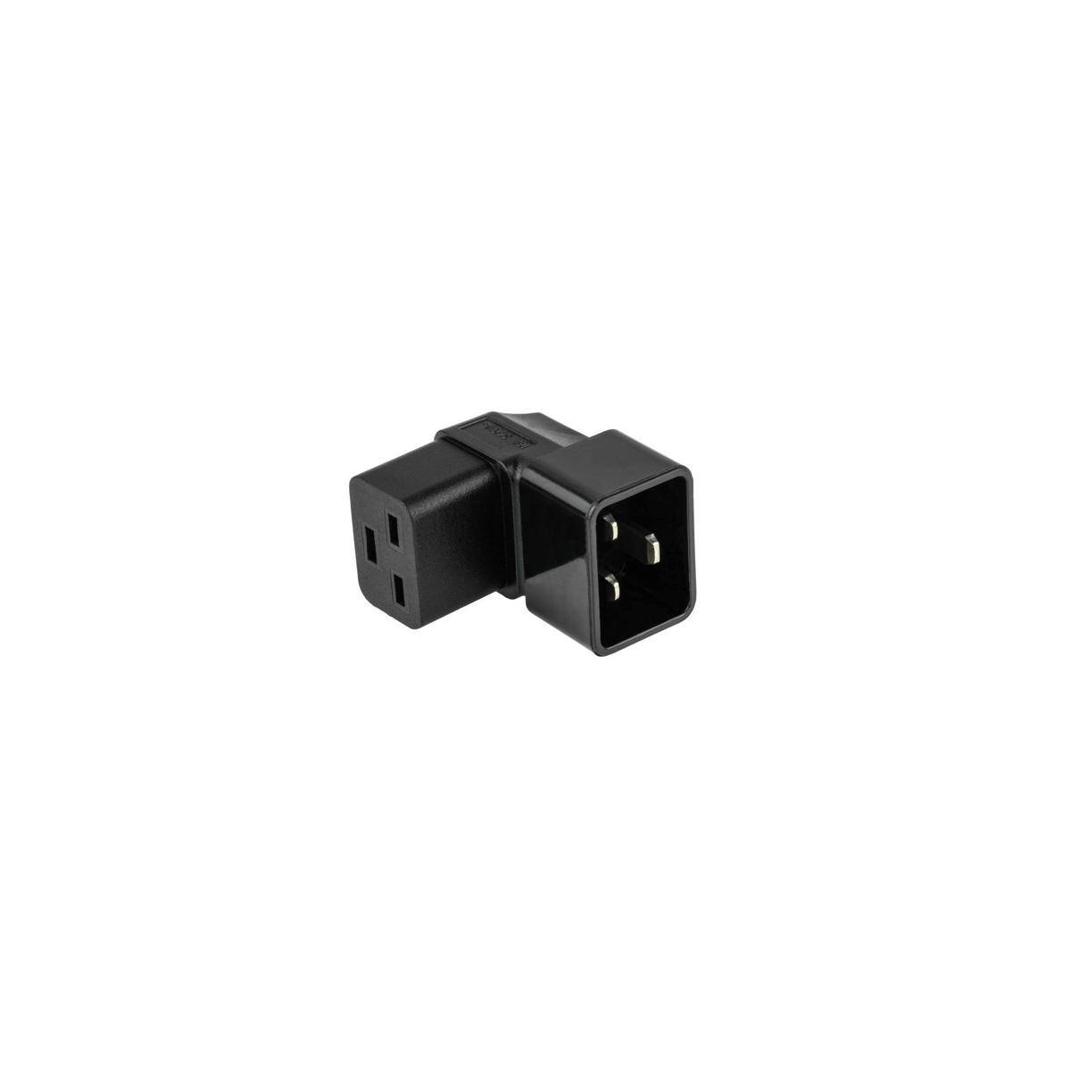 VARIA Stromadapter Kaltgeräte-Stecker C20 an Kaltgeräte-Buchse C19, oben/unten abgewinkelt, schwarz