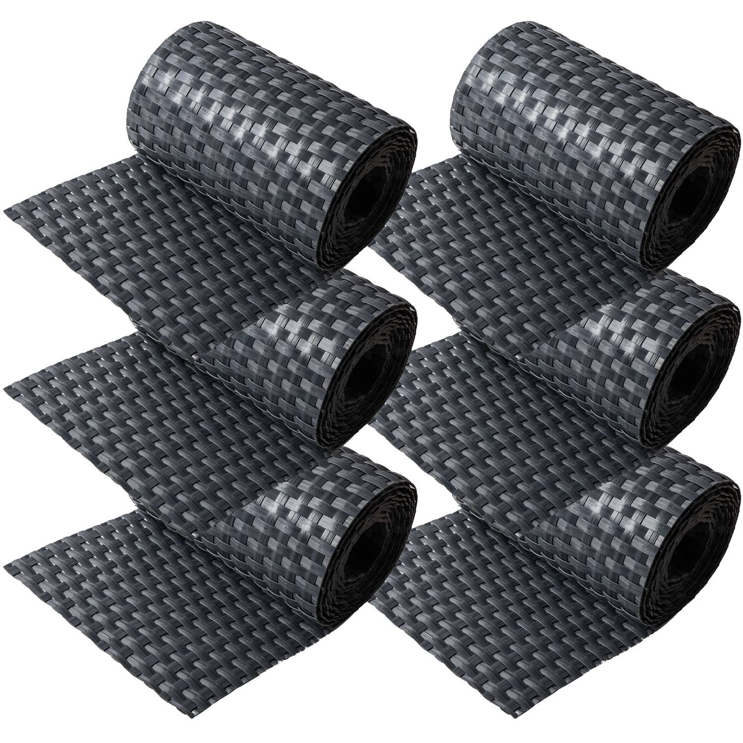 NYVI Polyrattan Sichtschutzstreifen Privafence 255x19 cm - 6 Rollen - Anthrazit