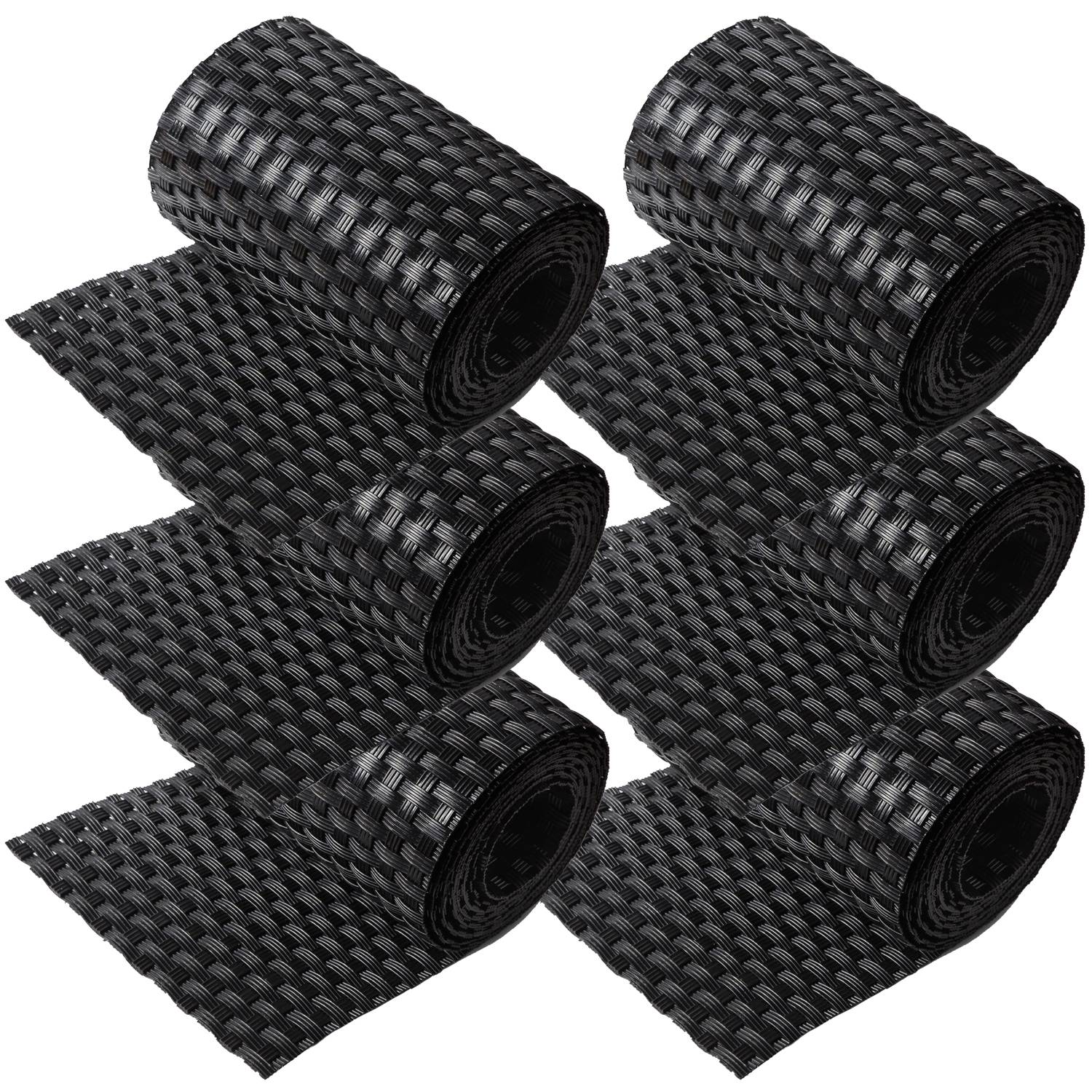 NYVI Polyrattan Sichtschutzstreifen Privafence 255x19 cm - 6 Rollen - Schwarz