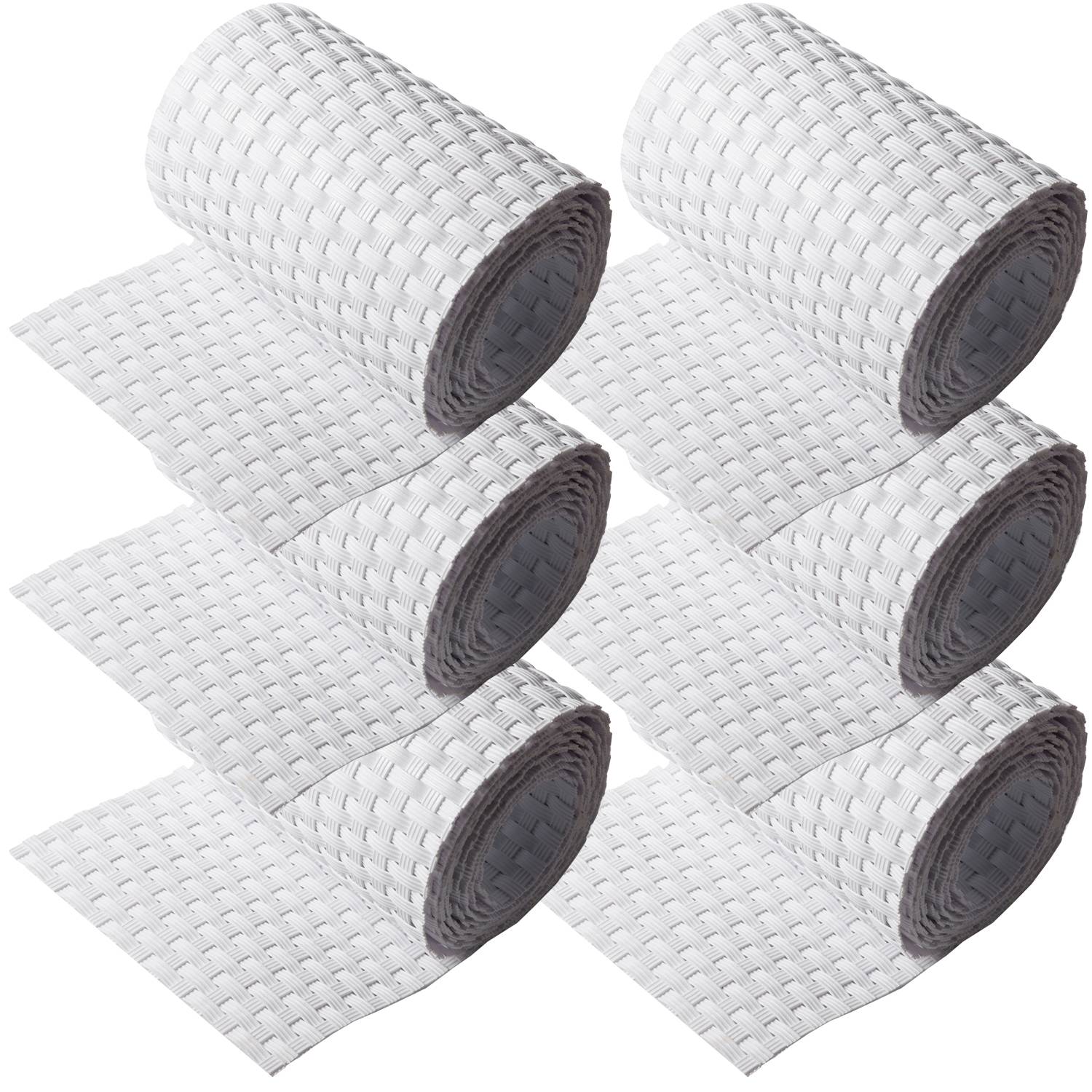 NYVI Polyrattan Sichtschutzstreifen Privafence 255x19 cm - 6 Rollen - Weiß