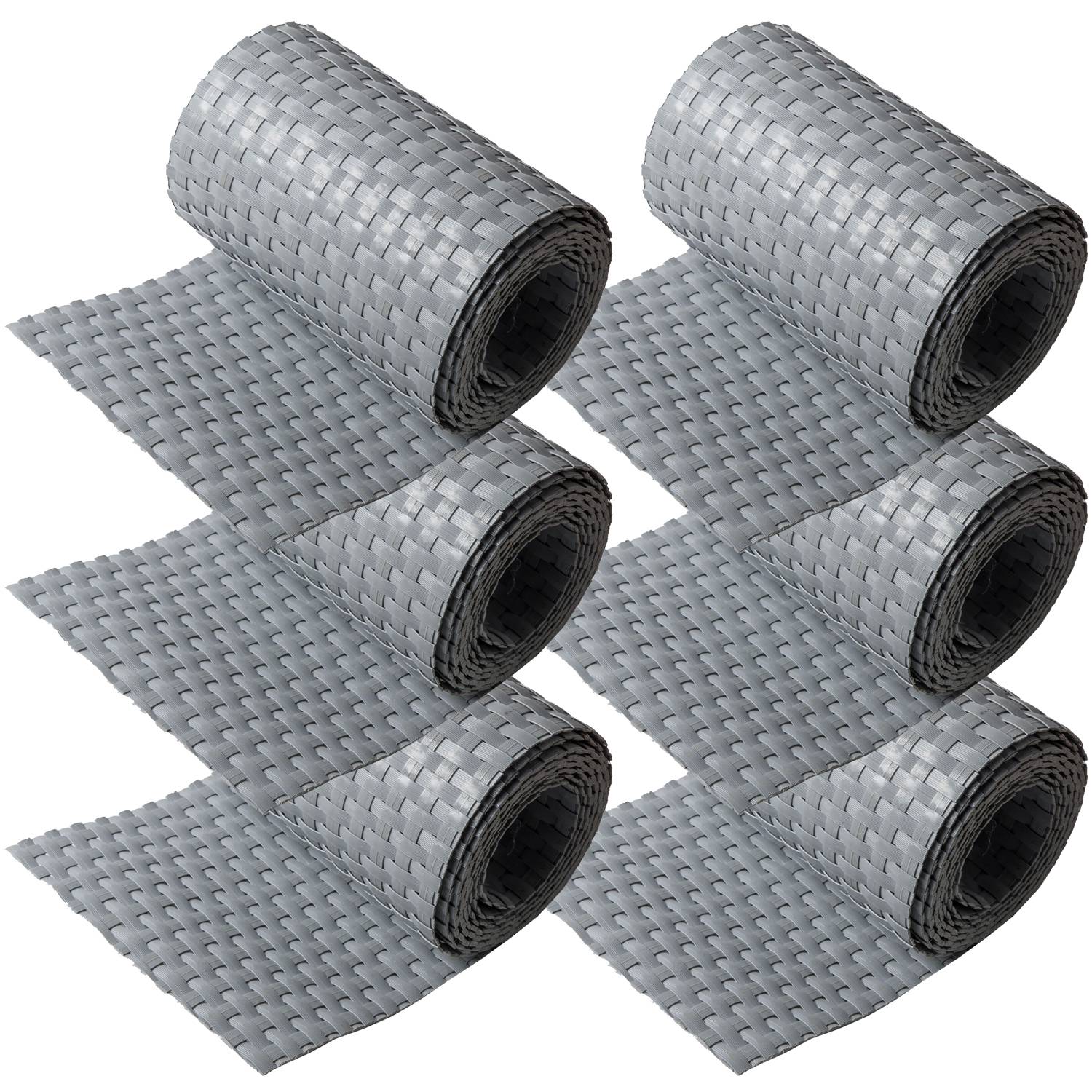 NYVI Polyrattan Sichtschutzstreifen Privafence 255x19 cm - 6 Rollen - Hellgrau