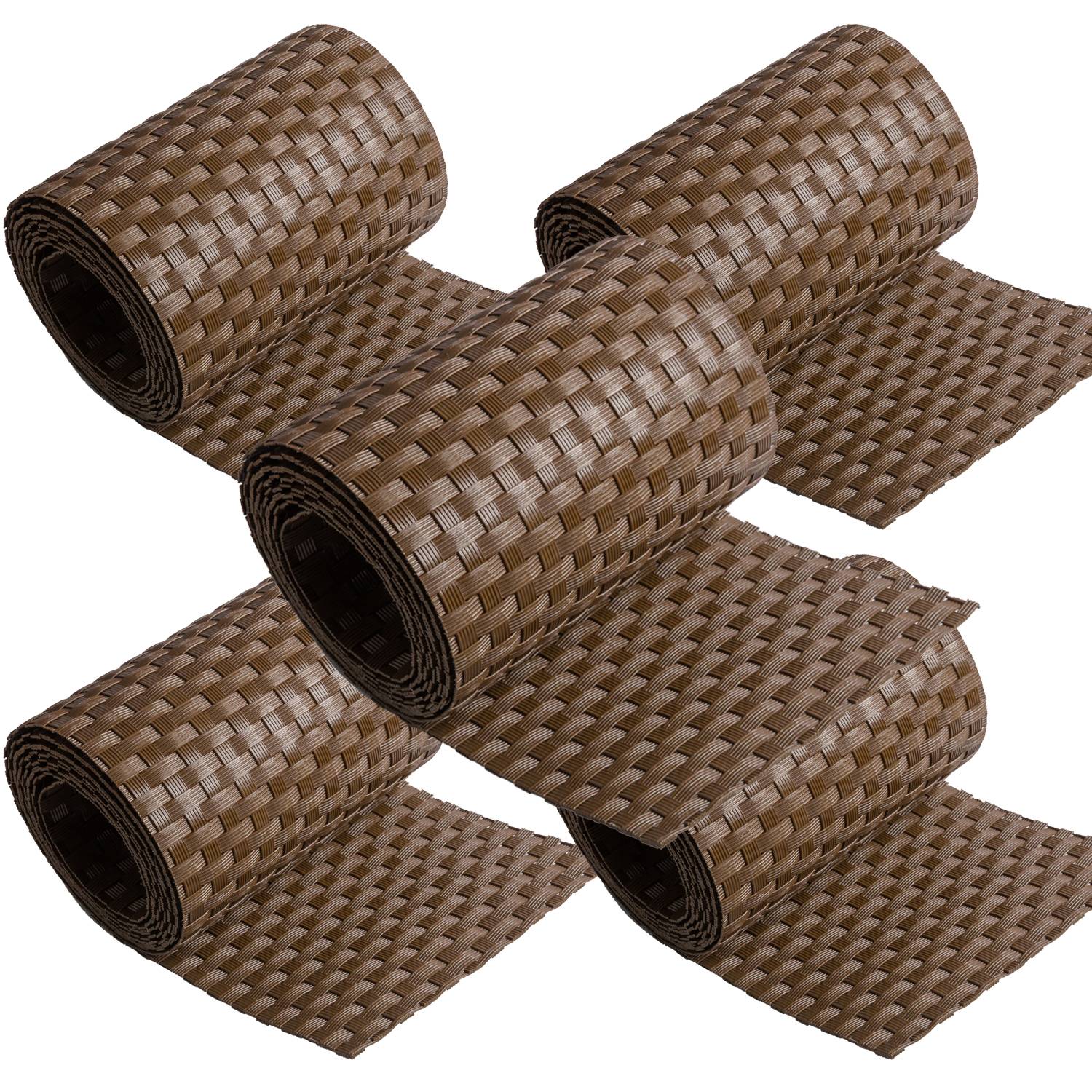 NYVI Polyrattan Sichtschutzstreifen Privafence 255x19 cm - 5 Rollen - Braun
