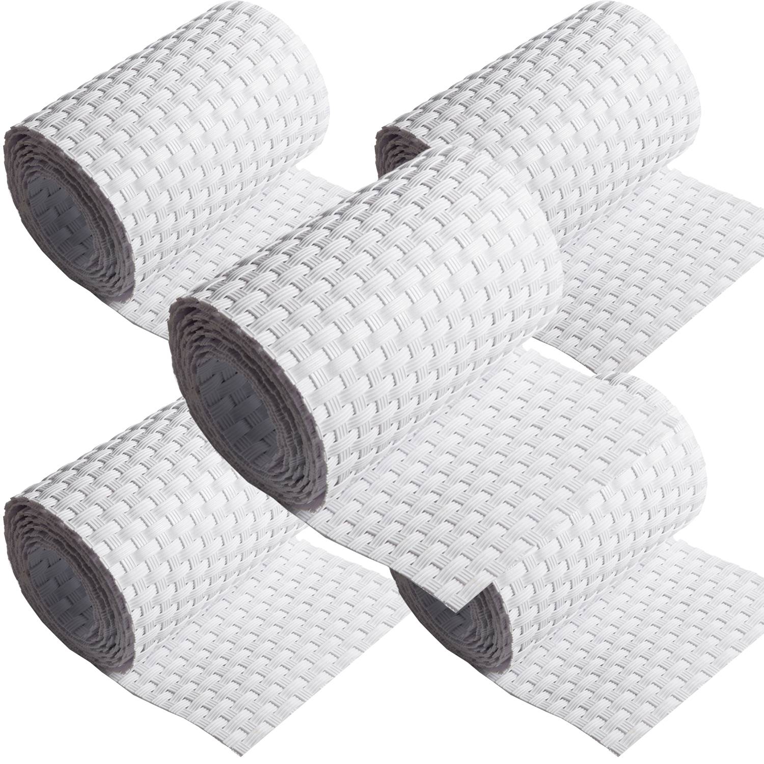 NYVI Polyrattan Sichtschutzstreifen Privafence 255x19 cm - 5 Rollen - Weiß