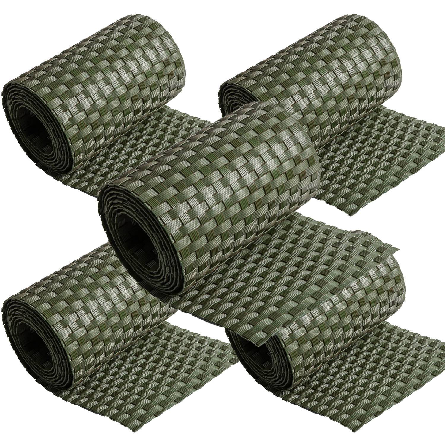 NYVI Polyrattan Sichtschutzstreifen Privafence 255x19 cm - 5 Rollen - Grün