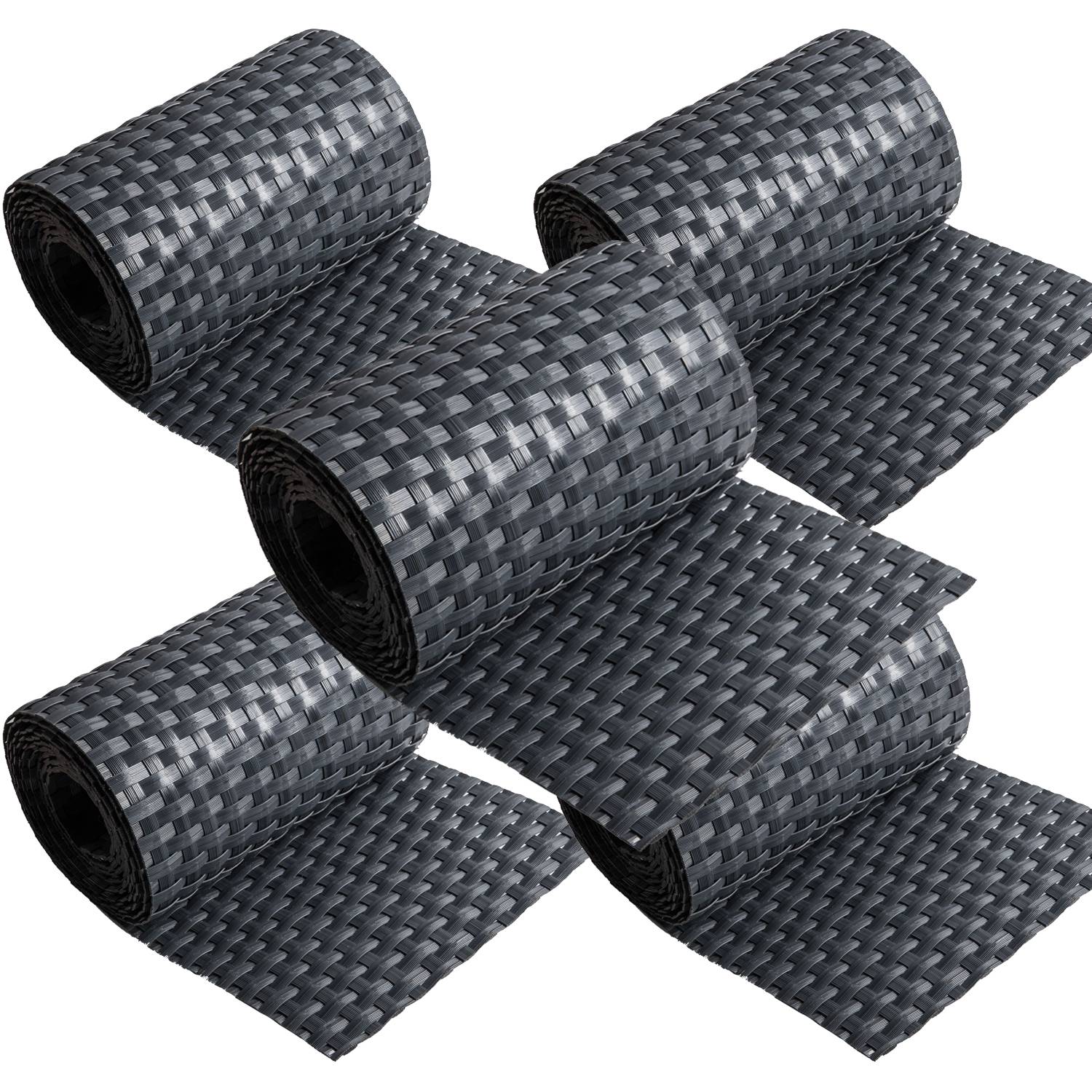 NYVI Polyrattan Sichtschutzstreifen Privafence 255x19 cm - 5 Rollen - Anthrazit