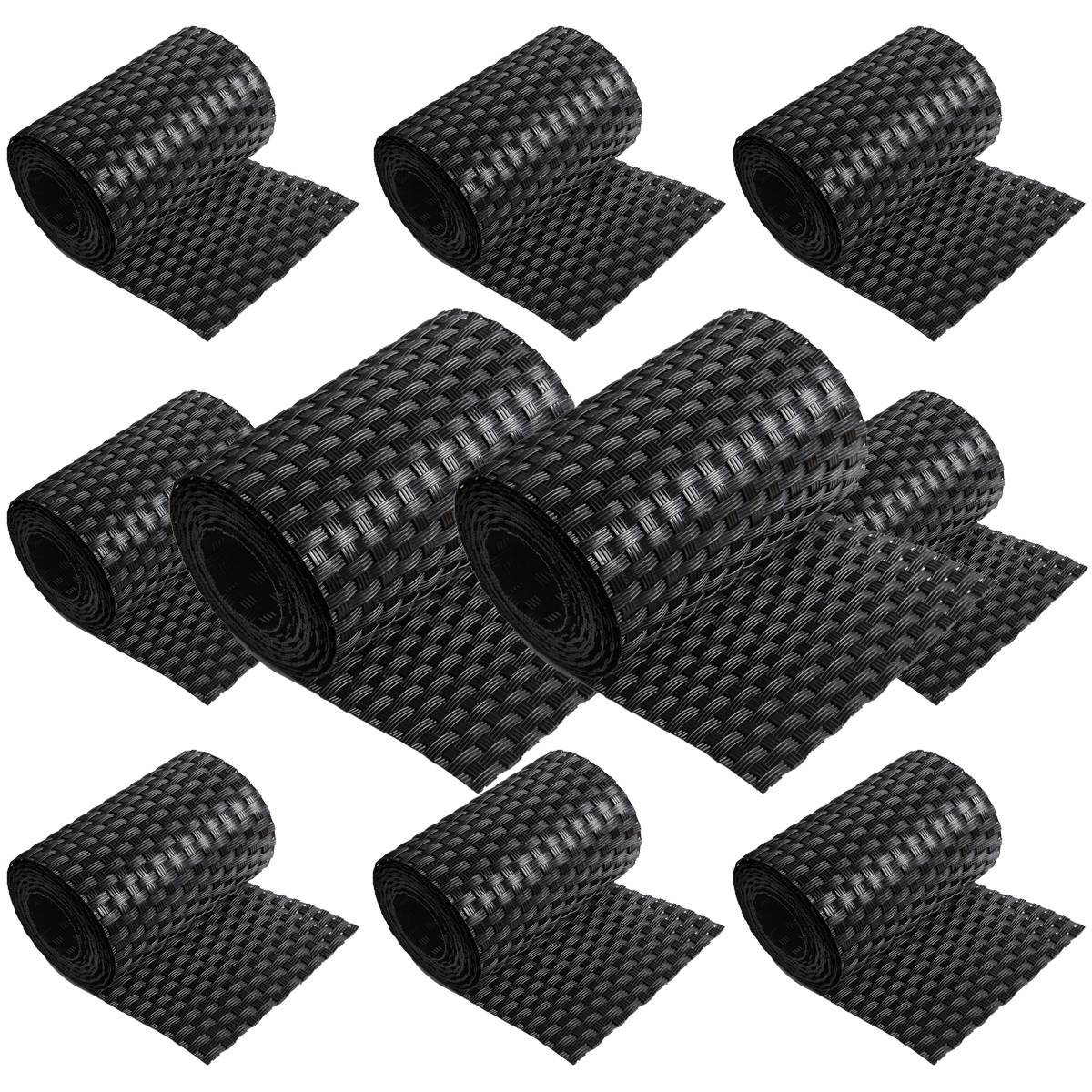 NYVI Polyrattan Sichtschutzstreifen Privafence 255x19 cm - 10 Rollen - Schwarz