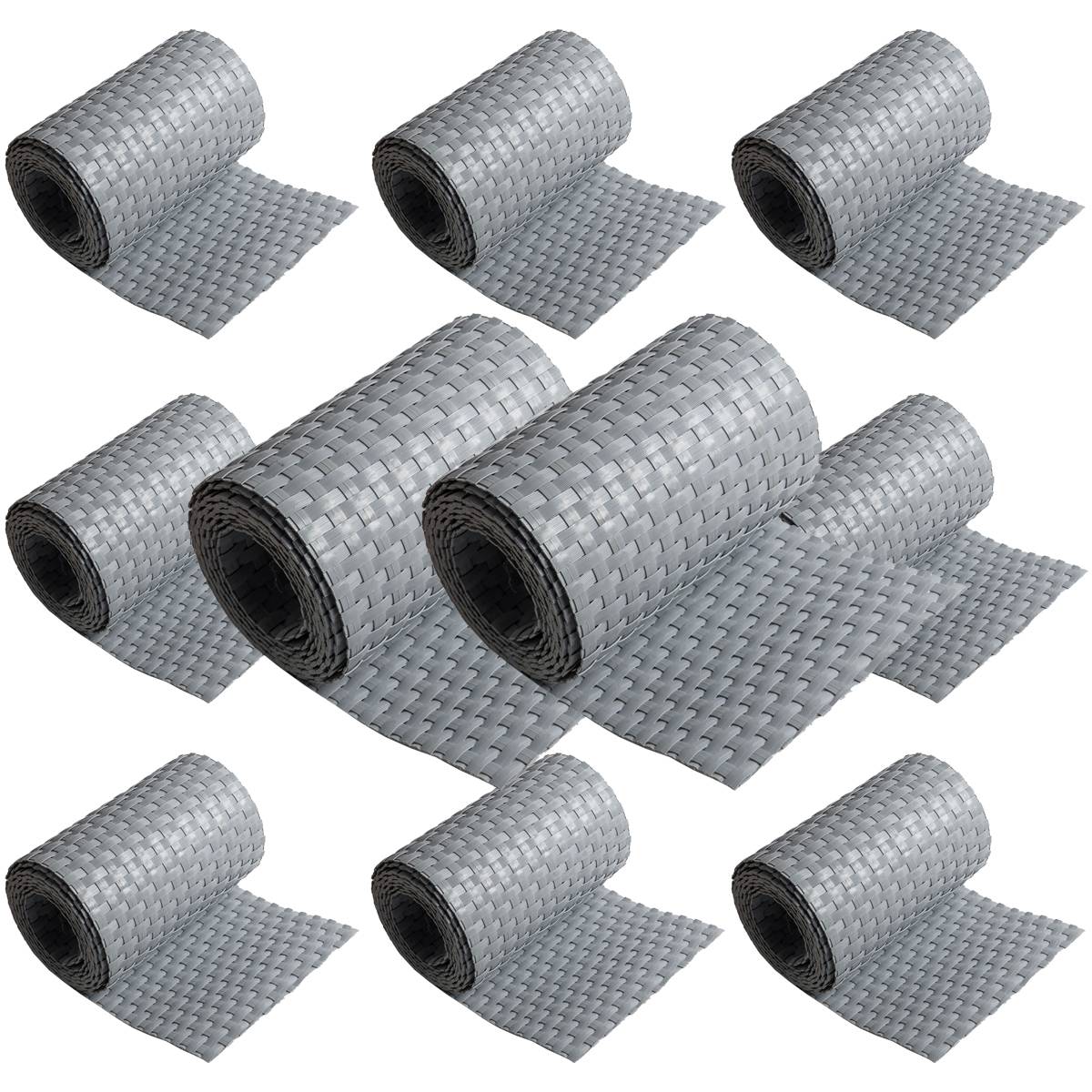 NYVI Polyrattan Sichtschutzstreifen Privafence 255x19 cm - 10 Rollen - Hellgrau