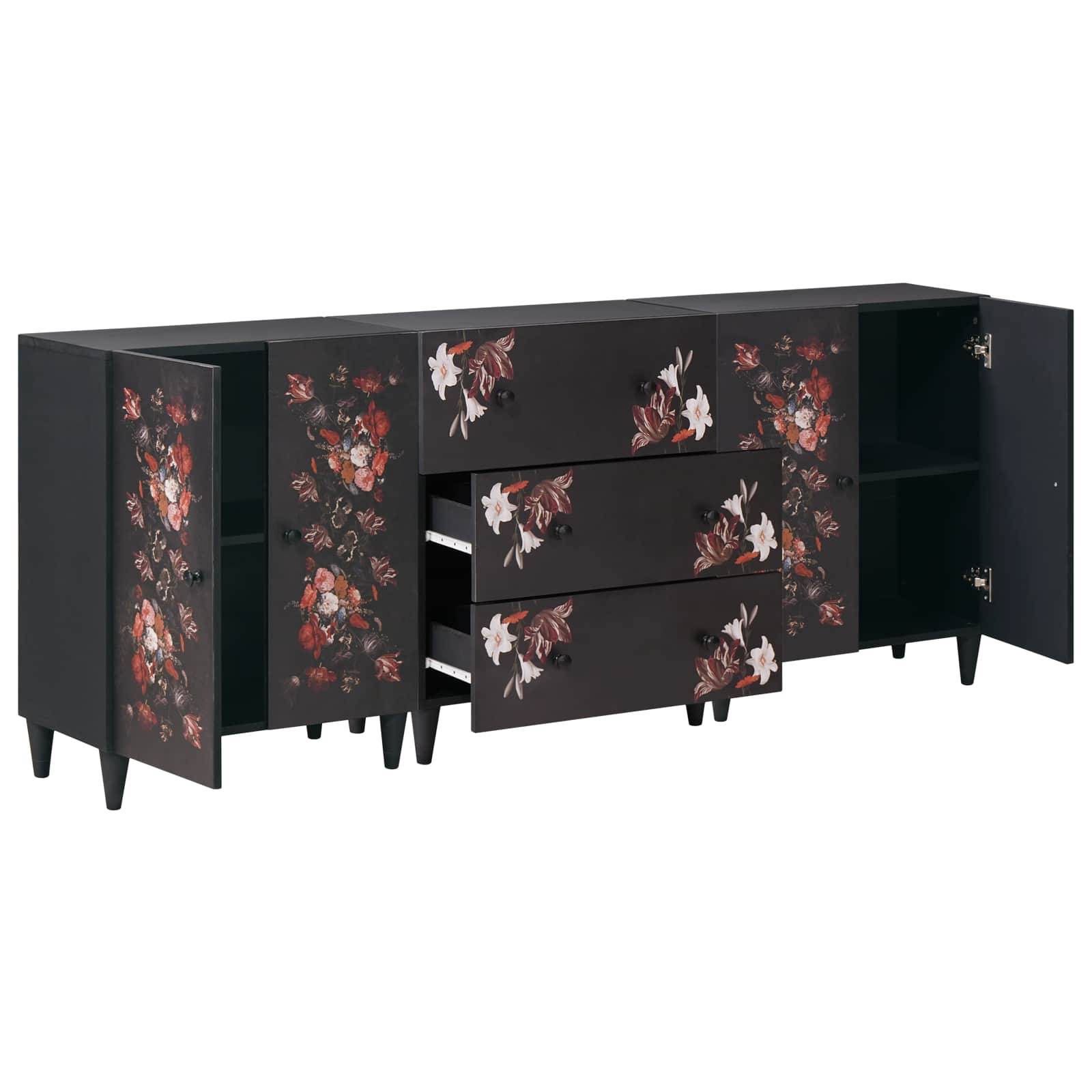 vidaXL Stauraumschränke 3 Stk. 180 x 33 x 75 cm Massivholz Mango