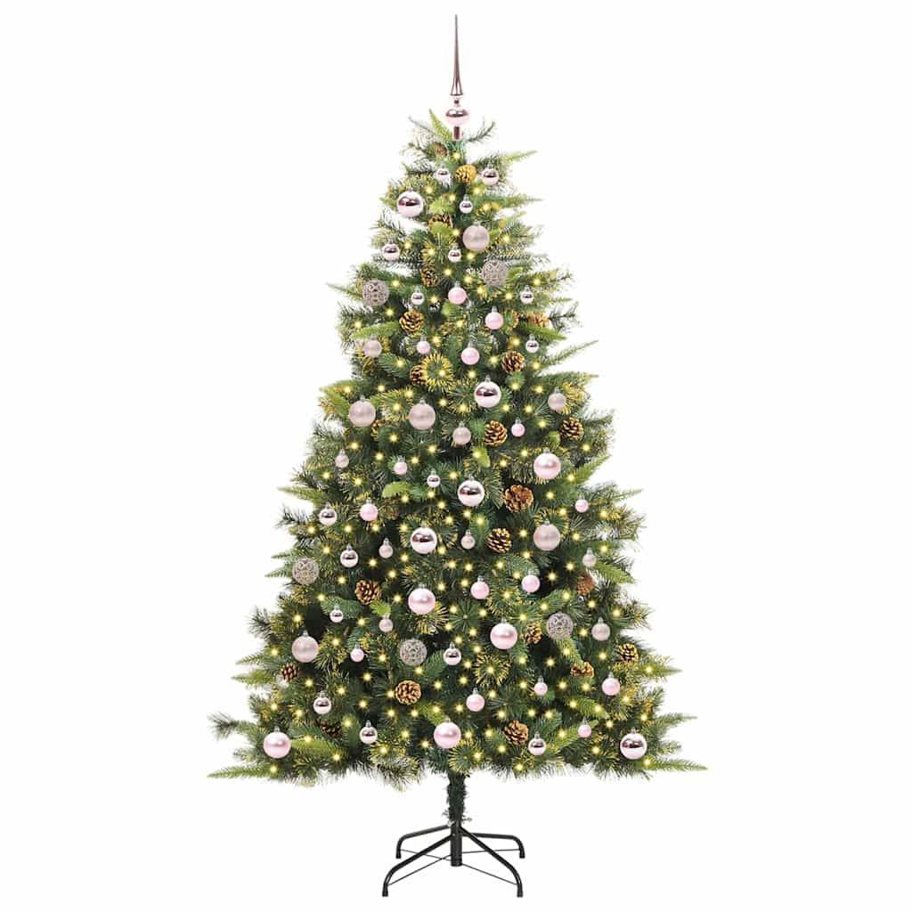 vidaXL Künstlicher klappbarer Weihnachtsbaum mit Tannenzapfen 180 cm