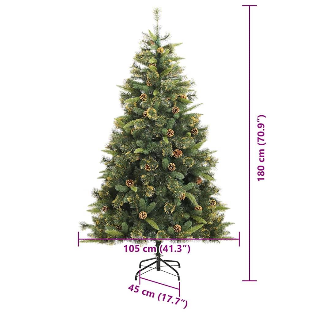 vidaXL Künstlicher klappbarer Weihnachtsbaum mit Tannenzapfen 180 cm